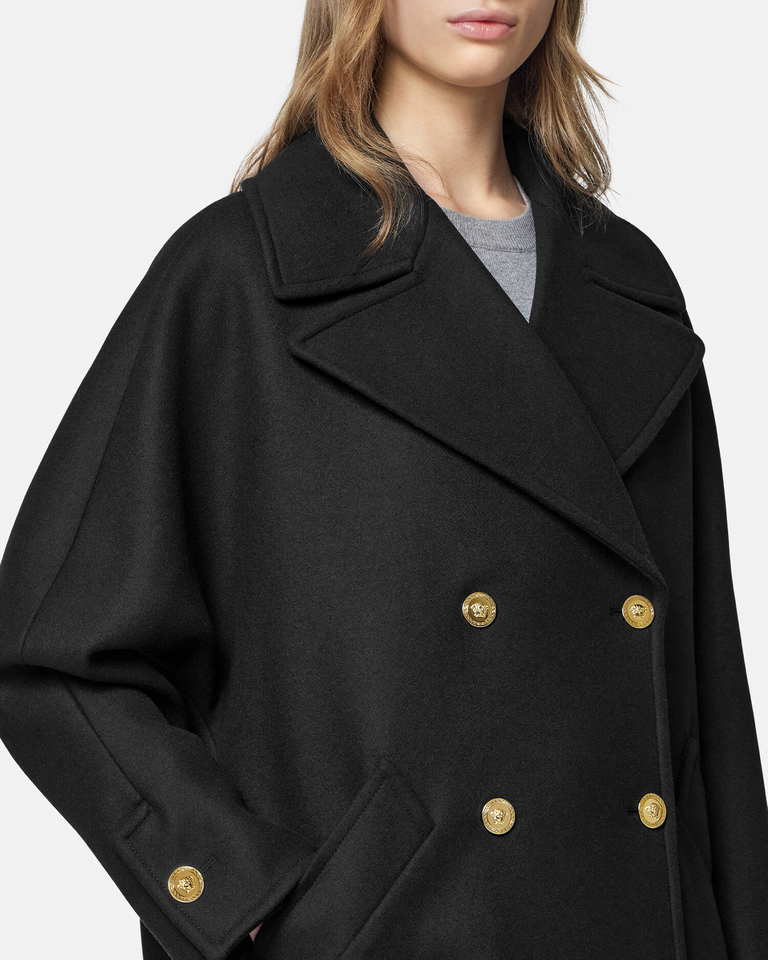 Versace black coat cheap