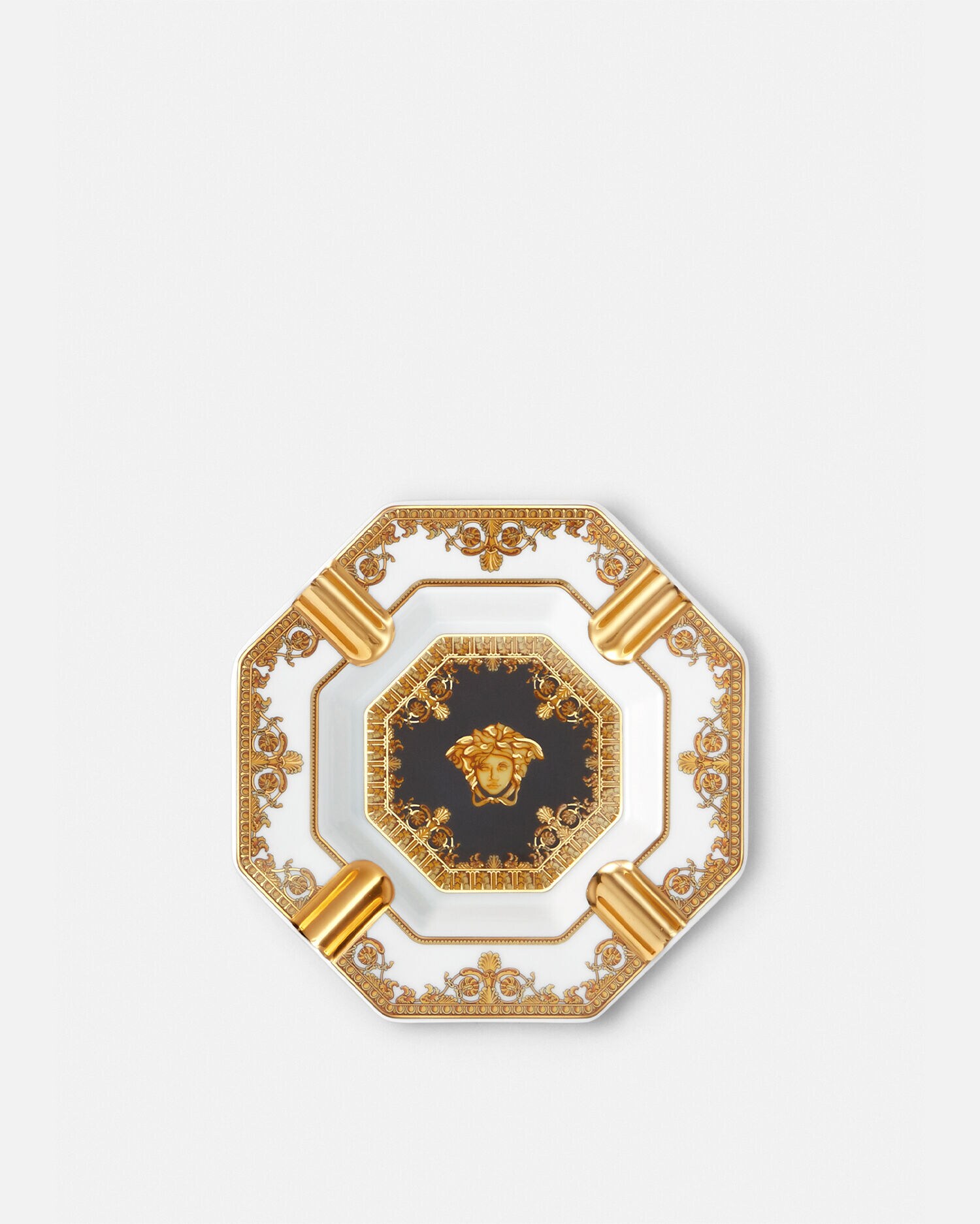 I ♡ Baroque Black Ashtray 14 cm Print | VERSACE US