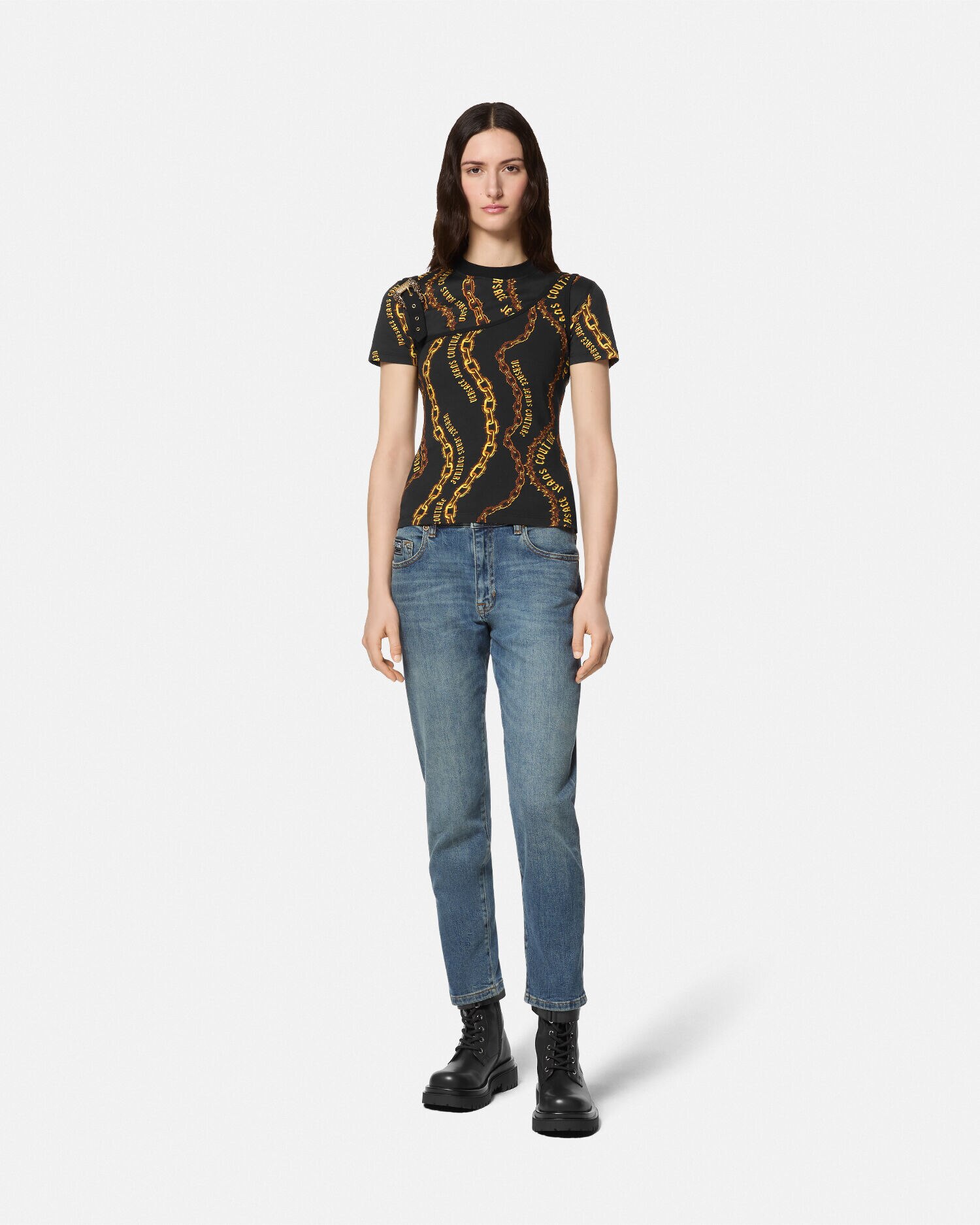 Gothic Logo Straight Leg Jeans VERSACE