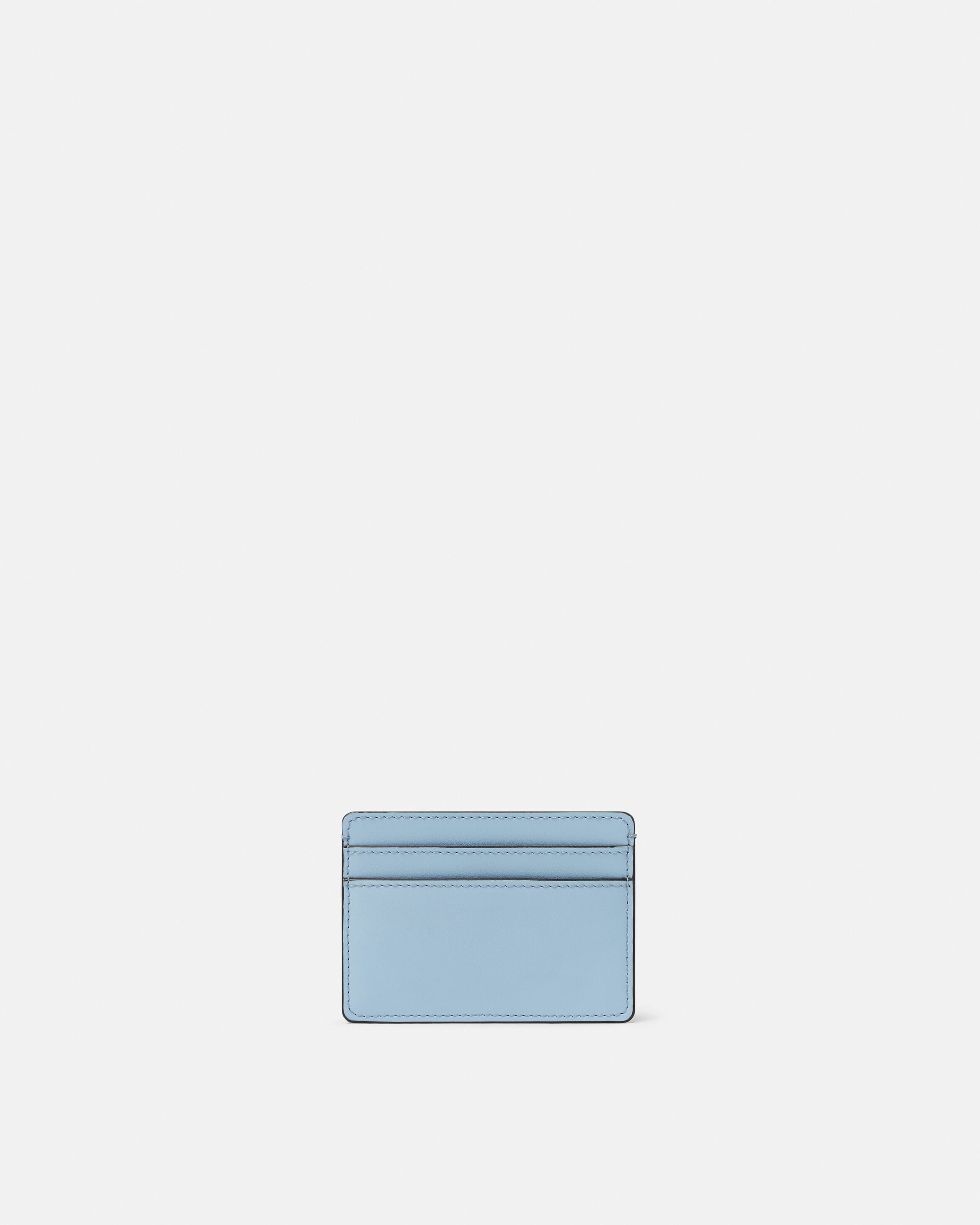 Versace Tag Leather Card Holder Blue | VERSACE US