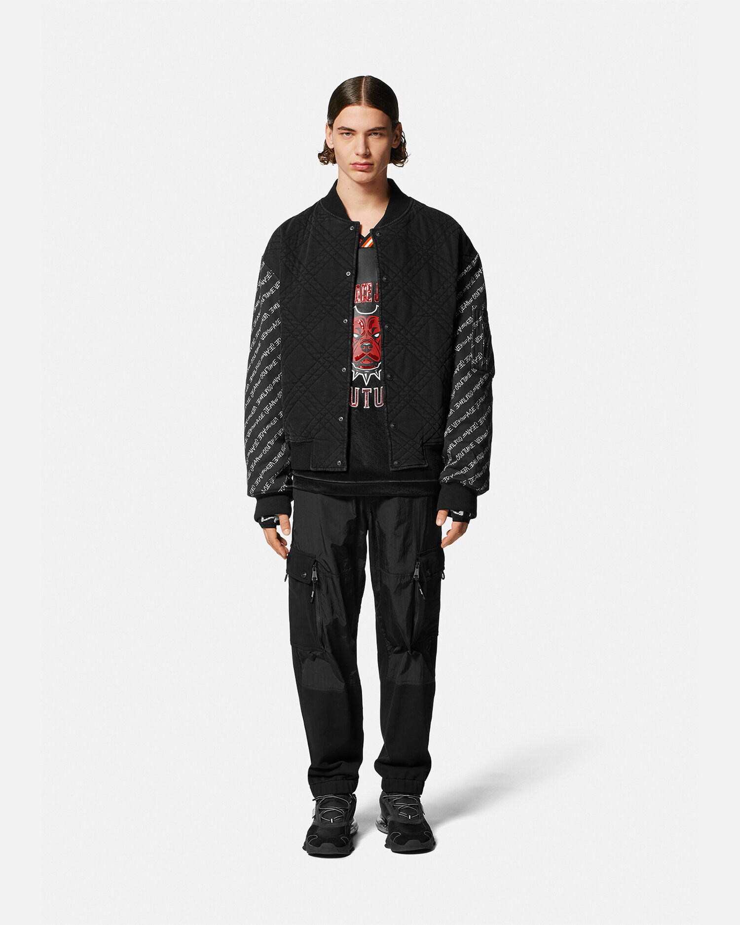 Logo Basketball Jersey T Shirt Black Print VERSACE IN