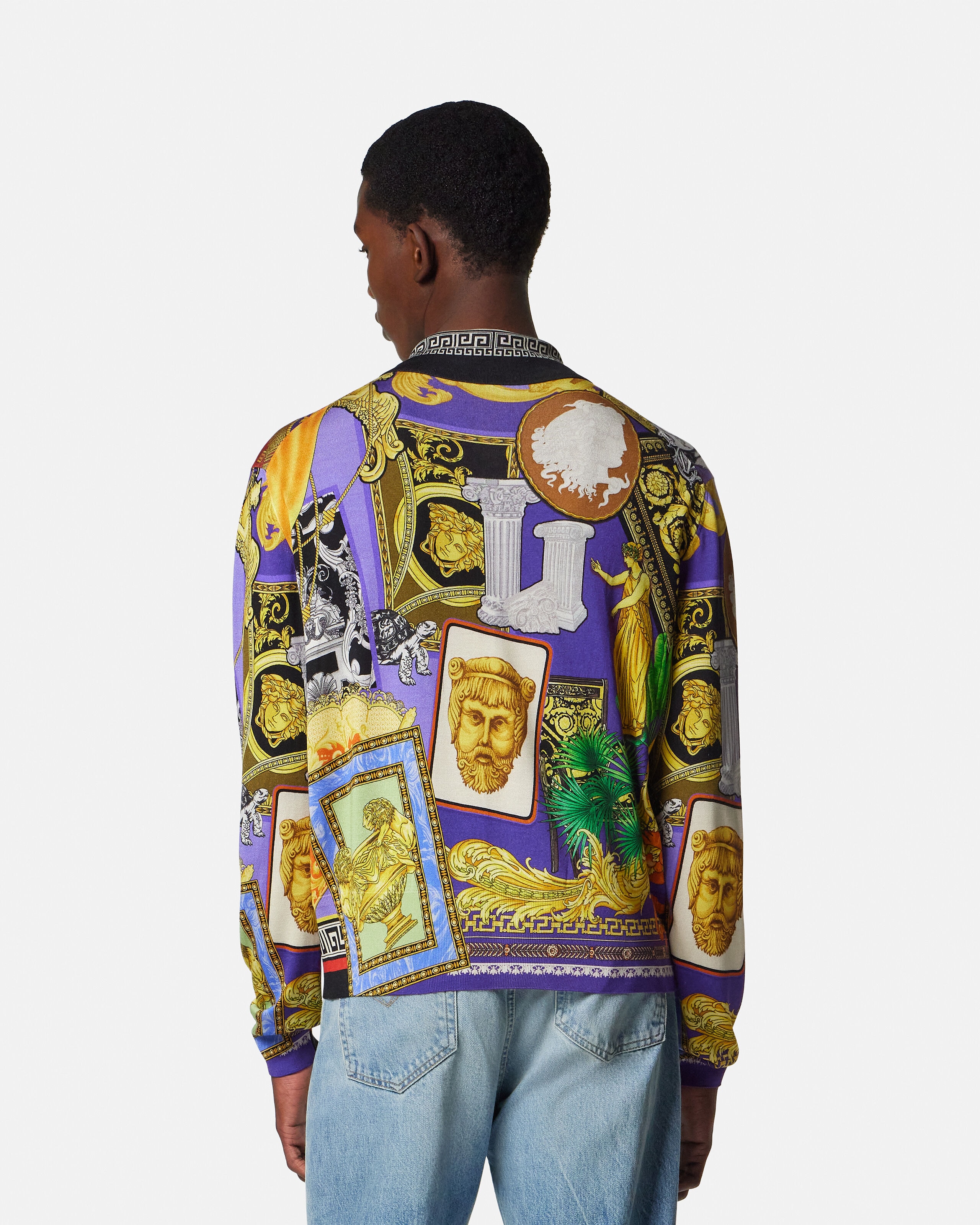 Printed Silk Knit Shirt Print | VERSACE ZA Printed Silk Knit Shirt Print | VERSACE ZA