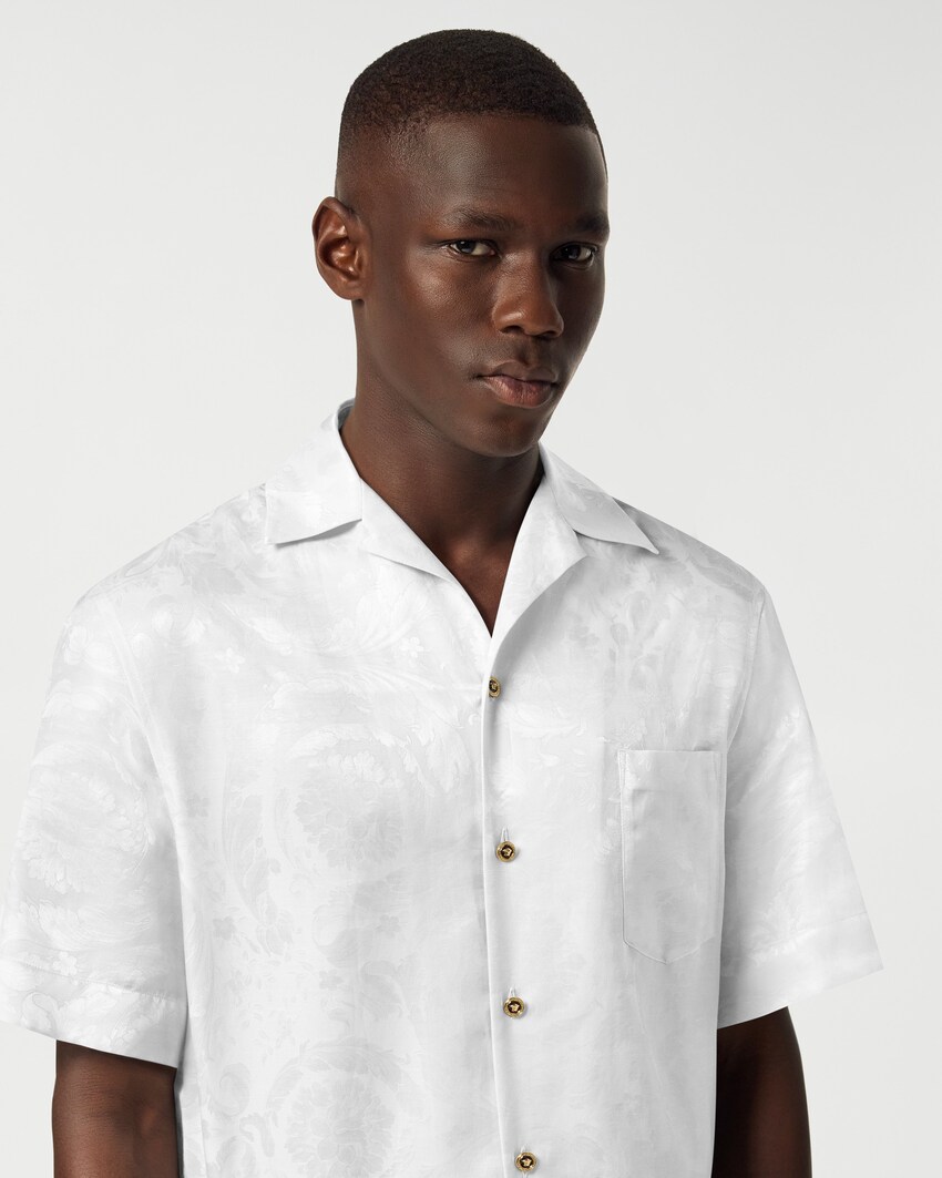 Versace Jacquard Silk-Blend Shirt White 3