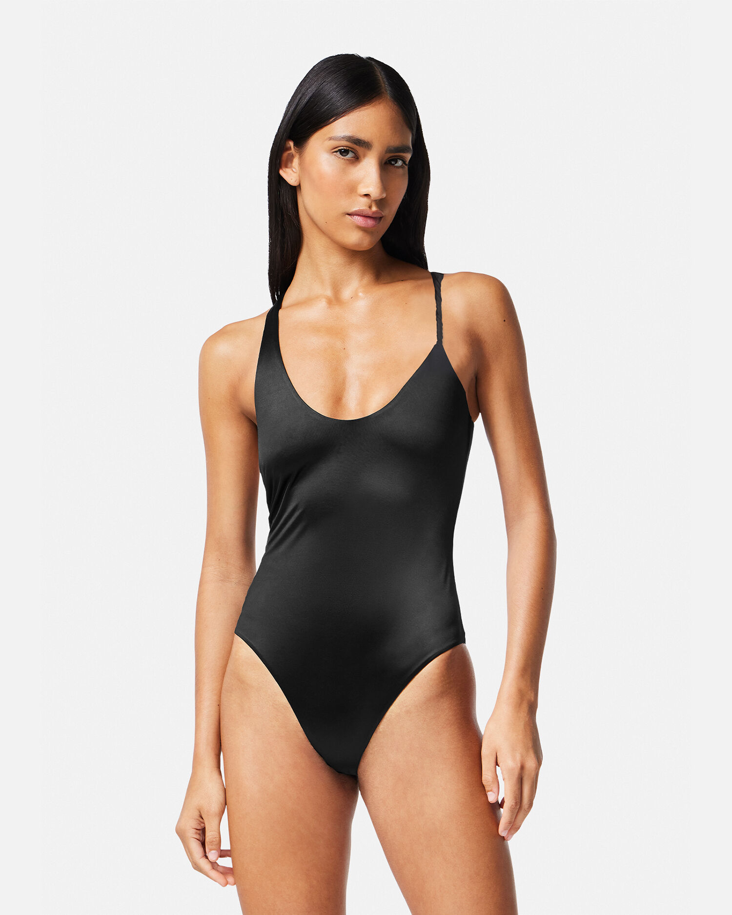 Black versace online swimsuit