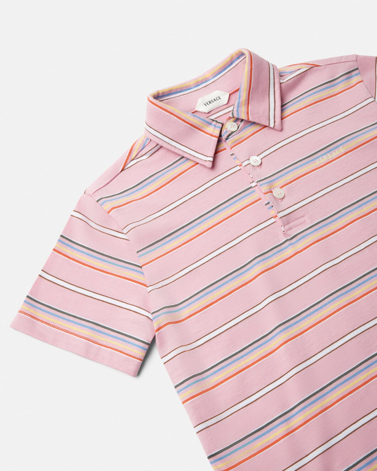Polo en jersey de coton &agrave; rayures et logo Kids Rose 3