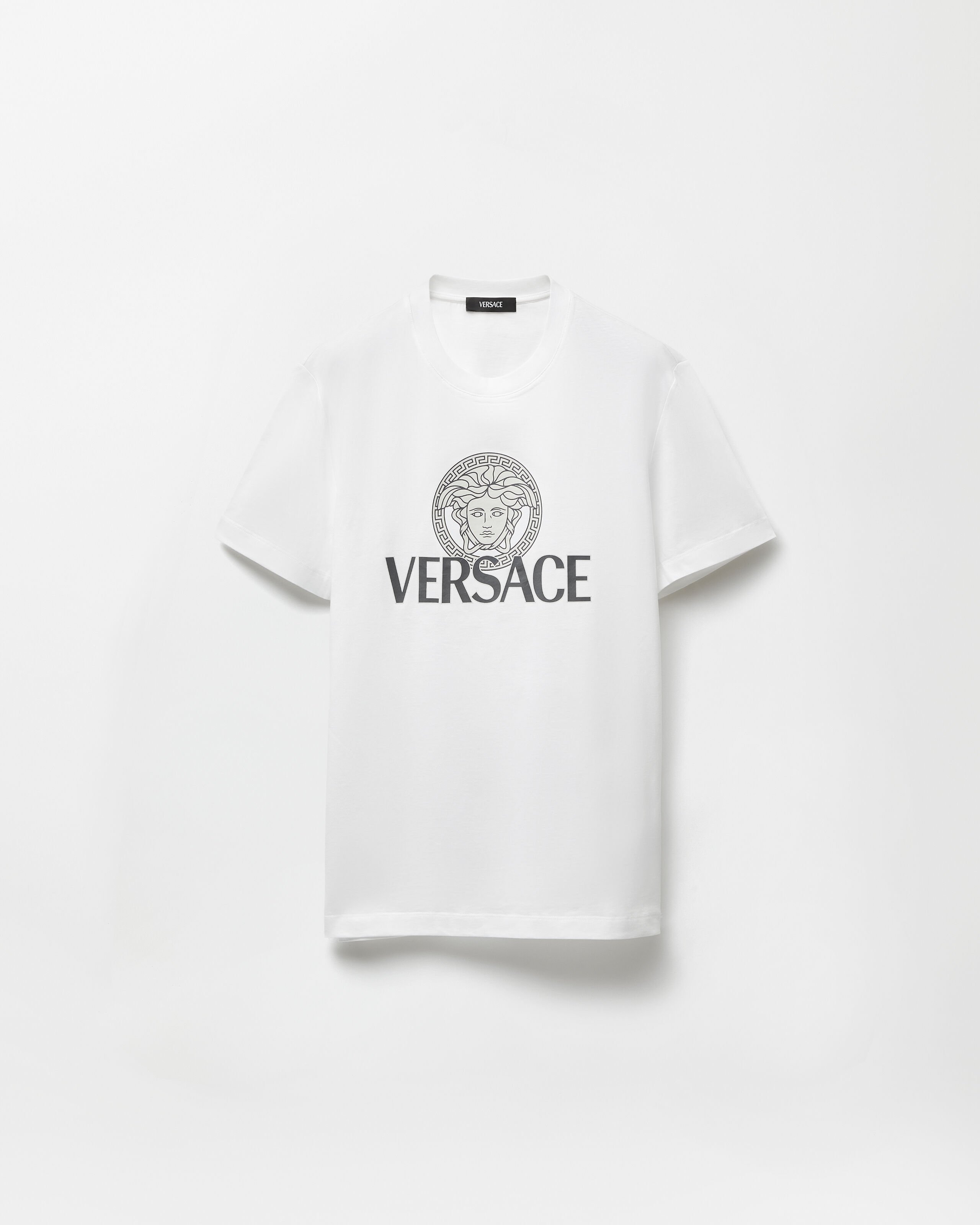 Versace tシャツ Embellished Cotton-Jersey T-Shirt Black | VERSACE CA
