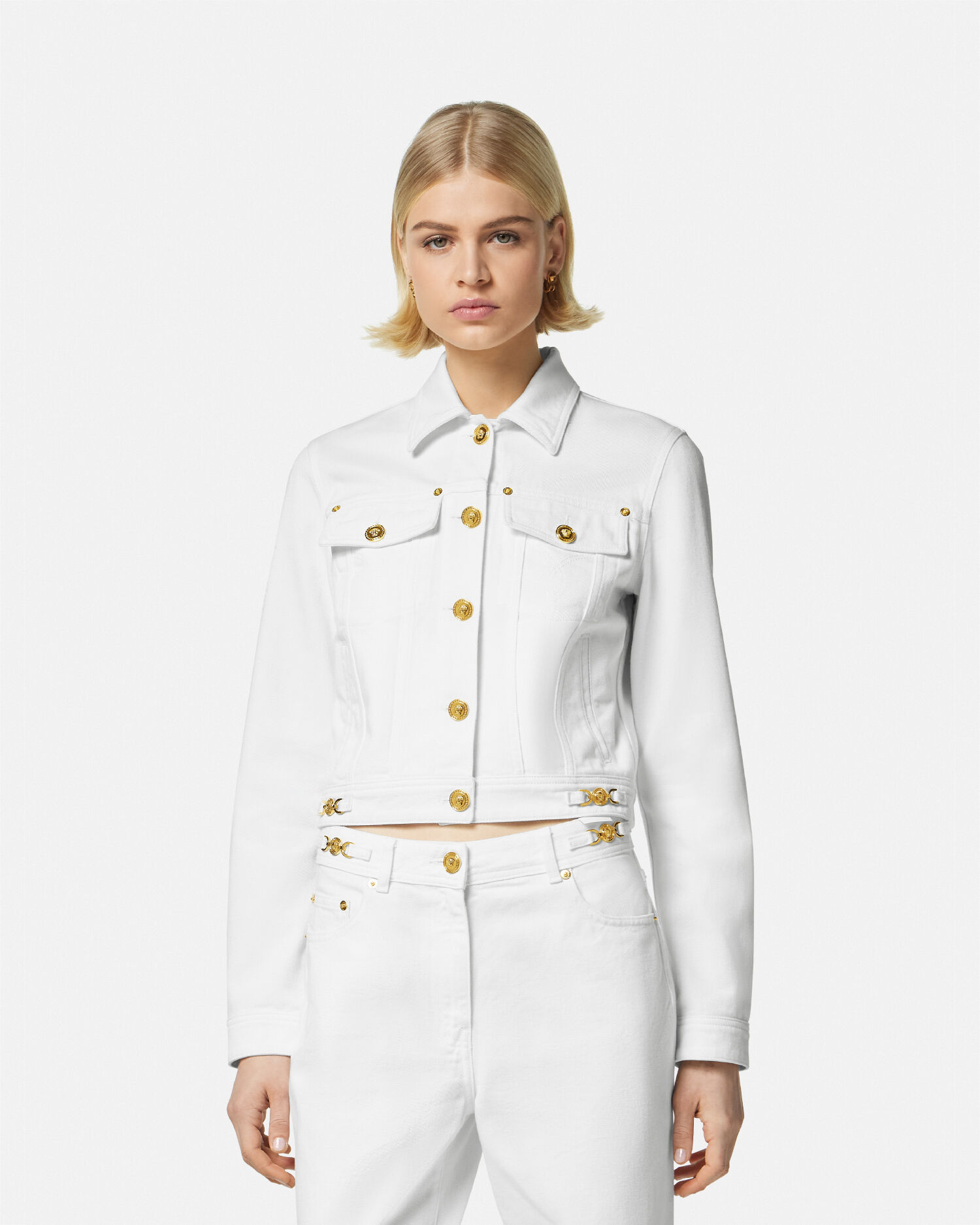 White denim jacket online top