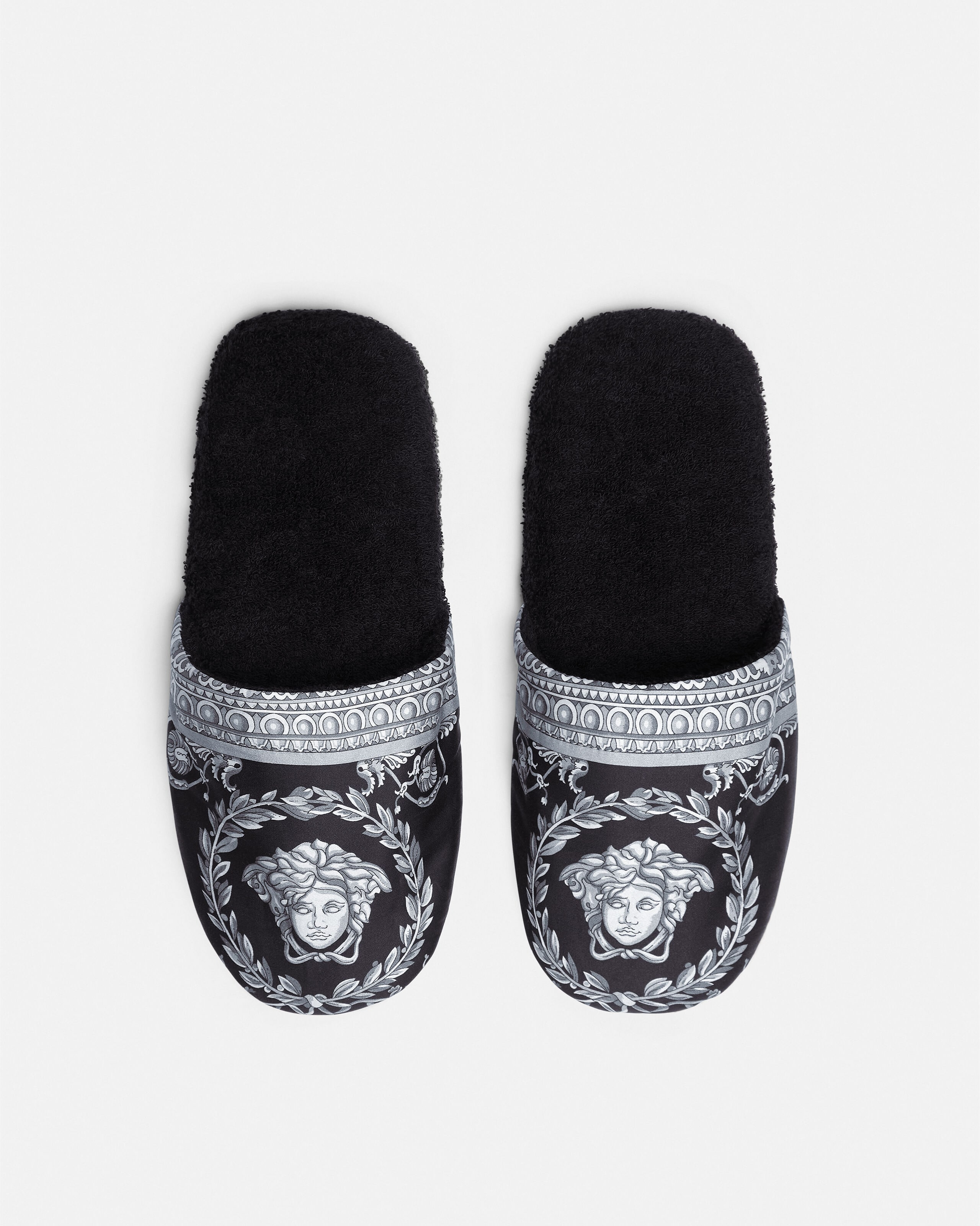 I ♡ Baroque Slippers Black | VERSACE US