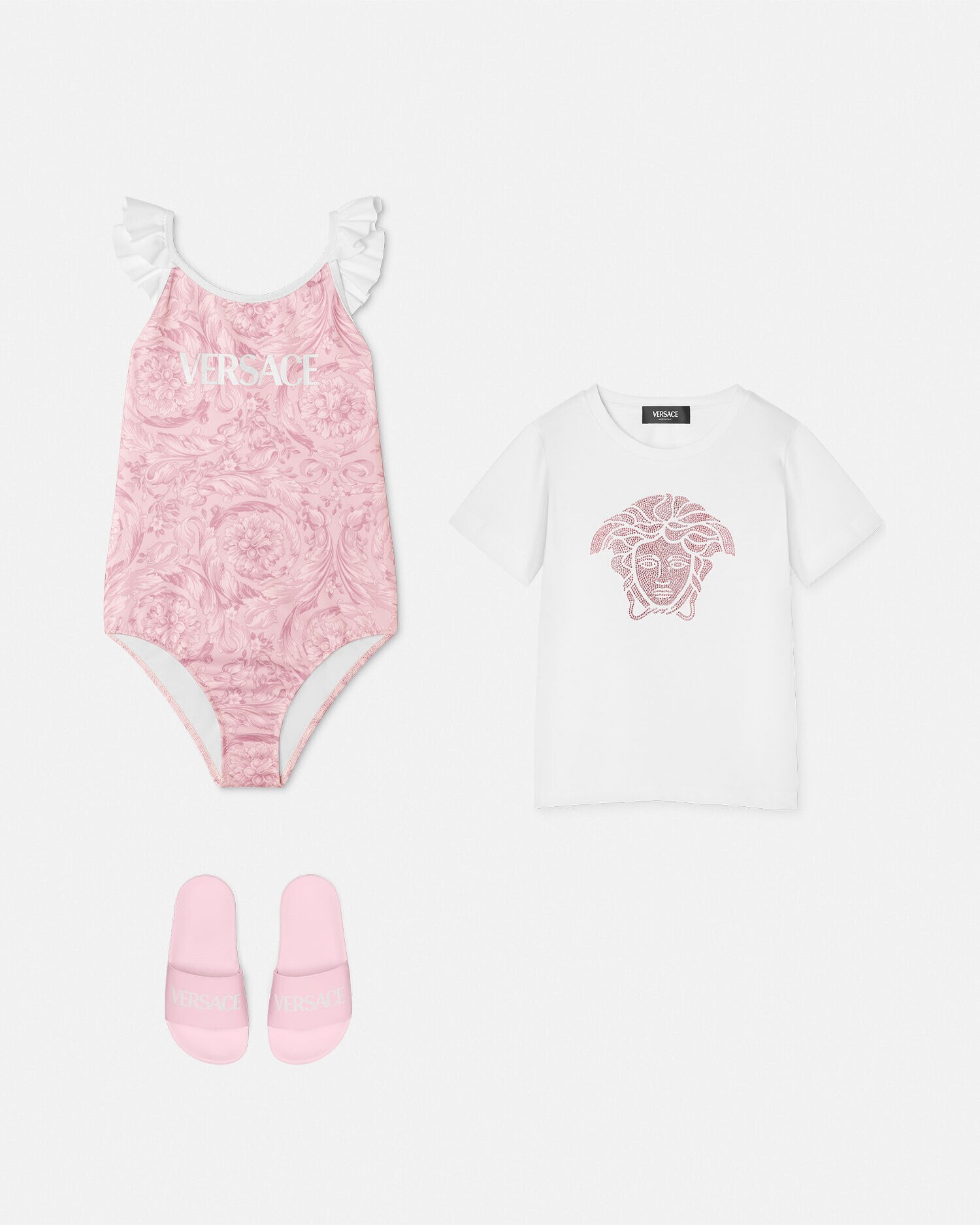 Barocco Kids Swimsuit Pink Print VERSACE