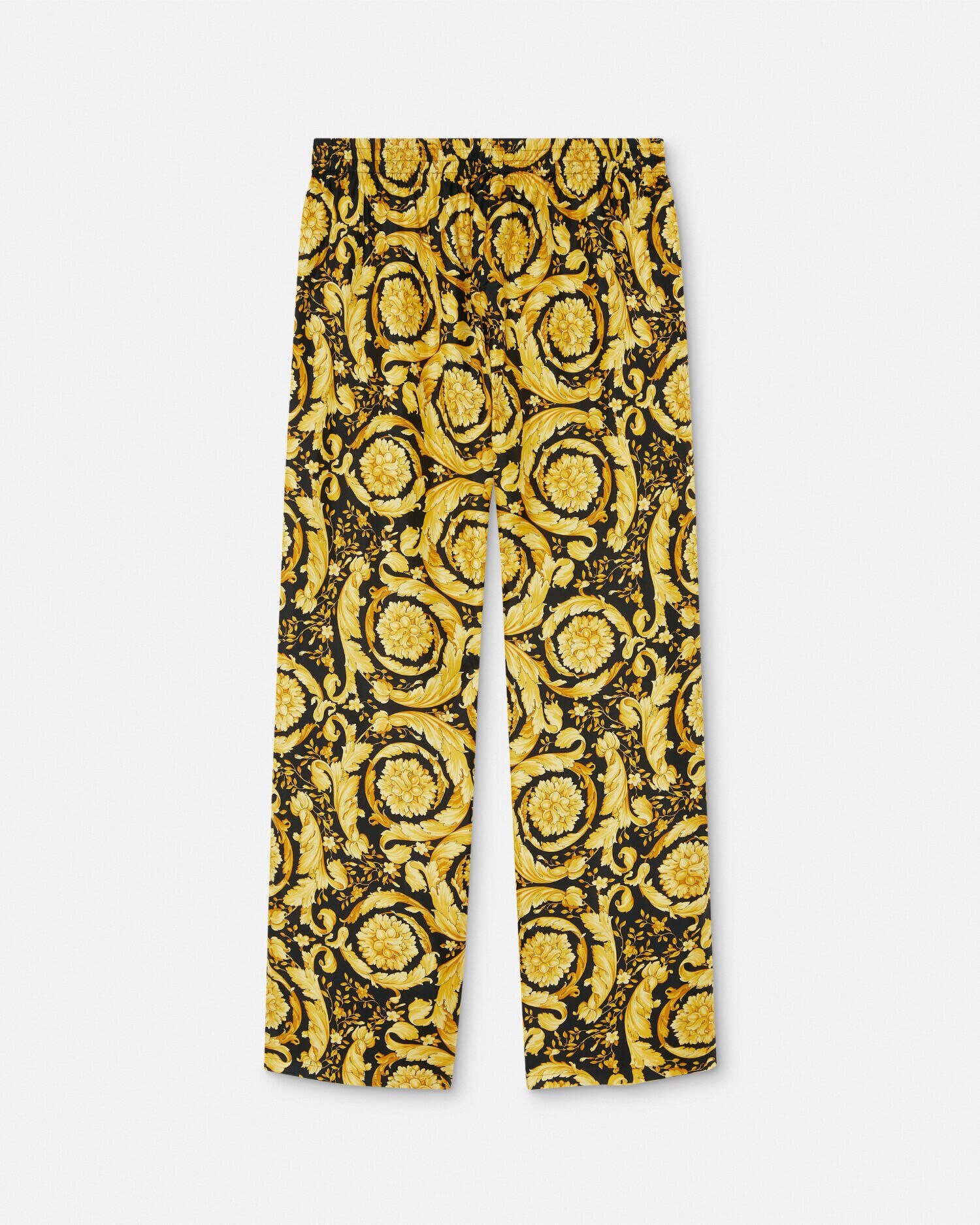 Barocco Silk Pajama Bottoms Black Print VERSACE US