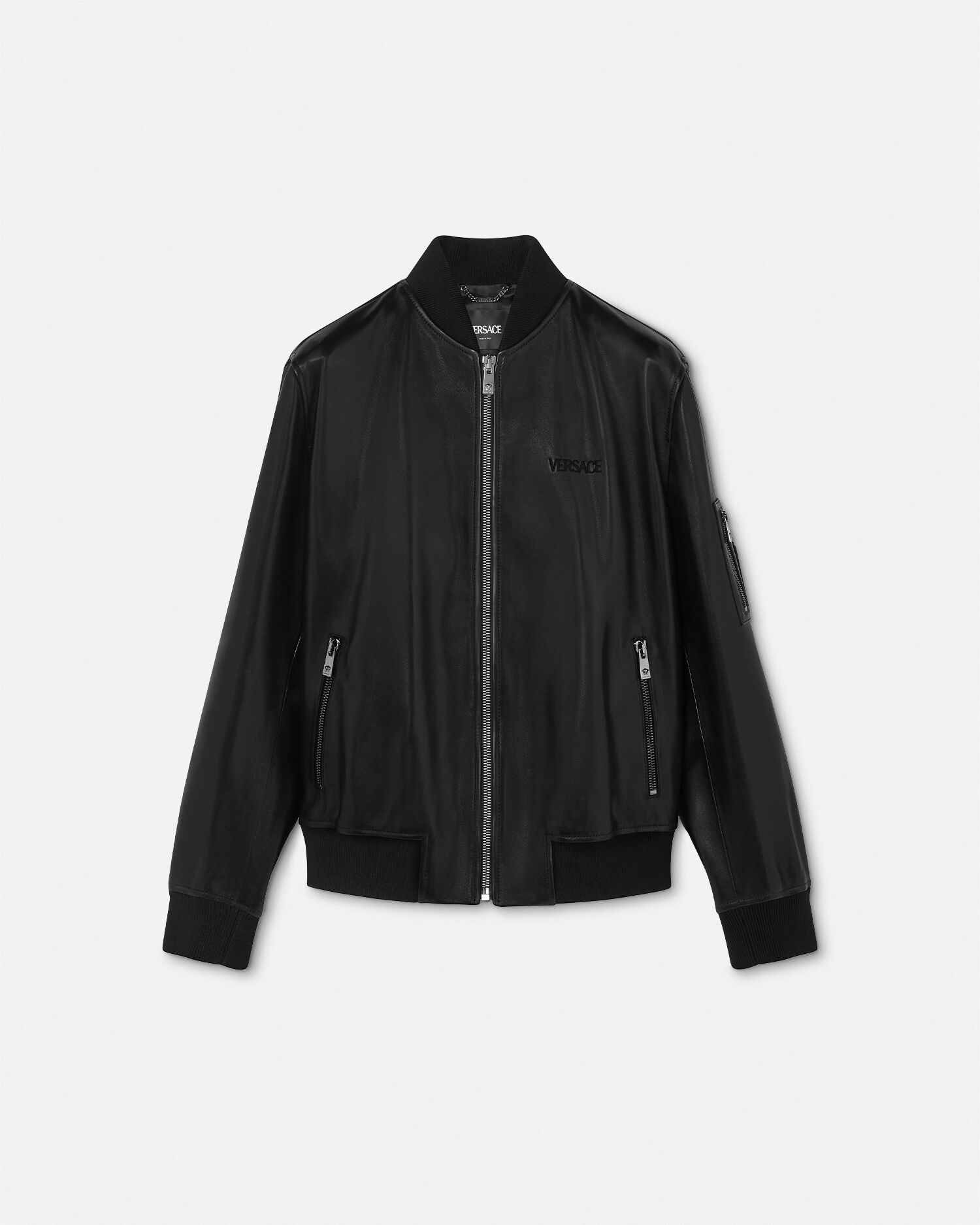Versace leather bomber best sale jacket