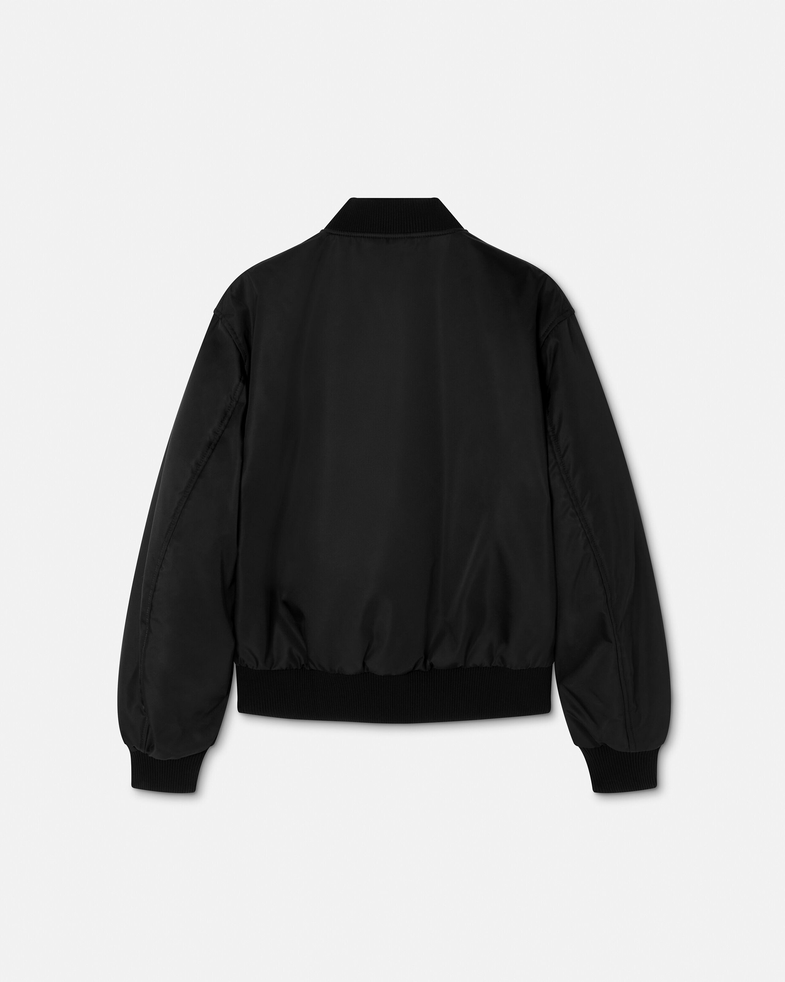 Printed Nylon Reversible Bomber Black,Blue | VERSACE US