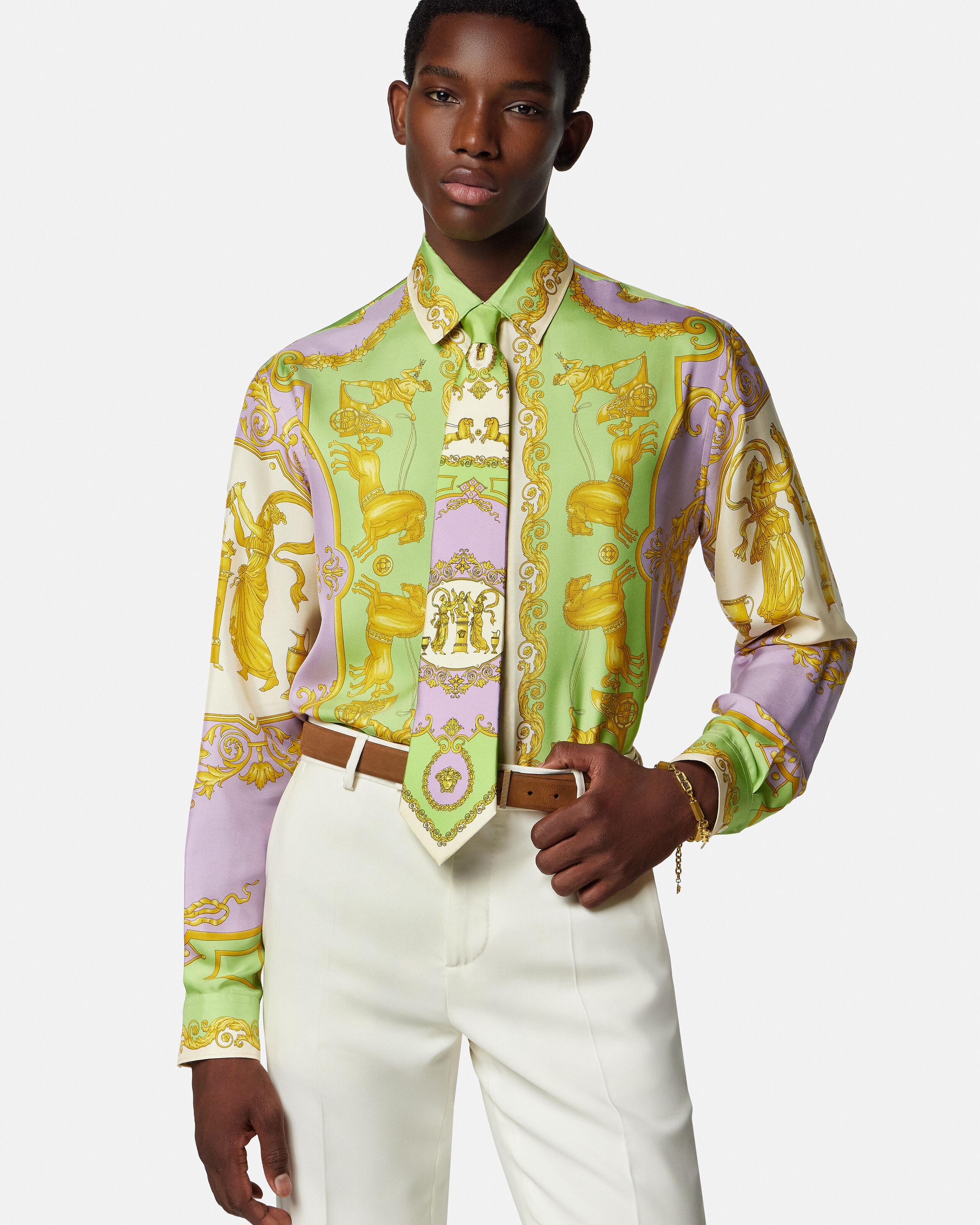 HERMES.２本　ARMANI　VERSACE　他　ネクタイ　１１本セット Printed Silk Twill Tie Purple,Green | VERSACE US