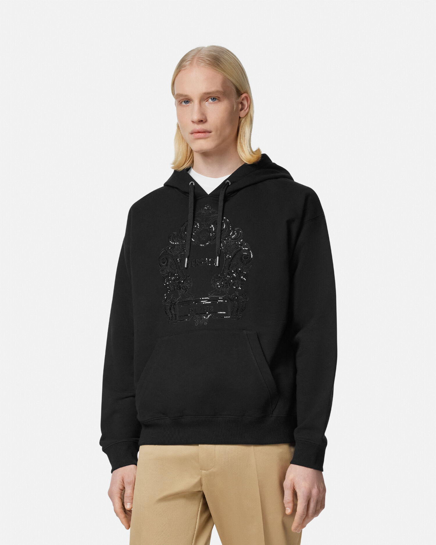 Felpa con cappuccio versace sale