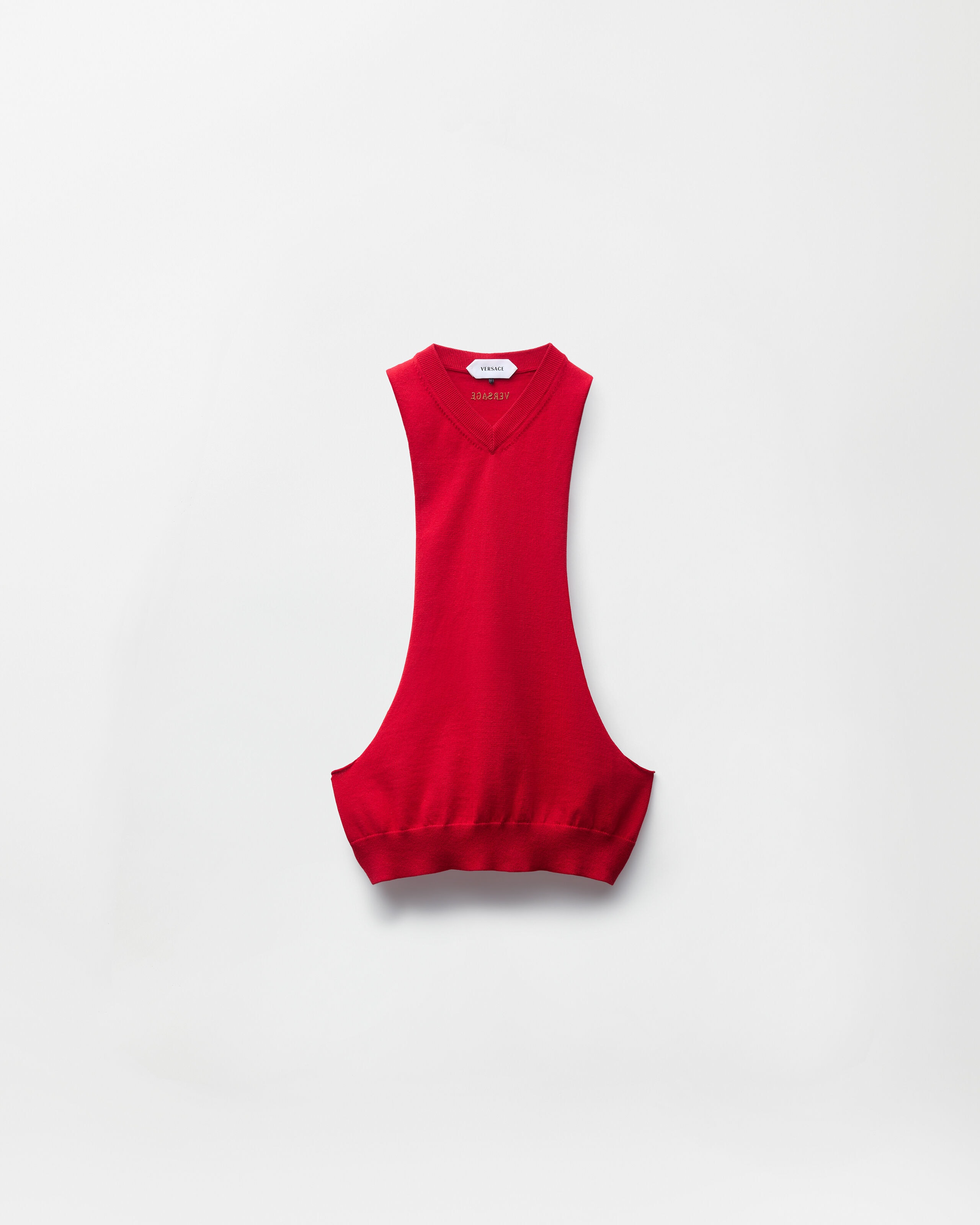 Cotton-Cashmere Knit Tank Top Red | VERSACE US