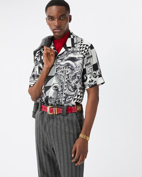 Printed Silk Twill Regular Shirt Black 2
