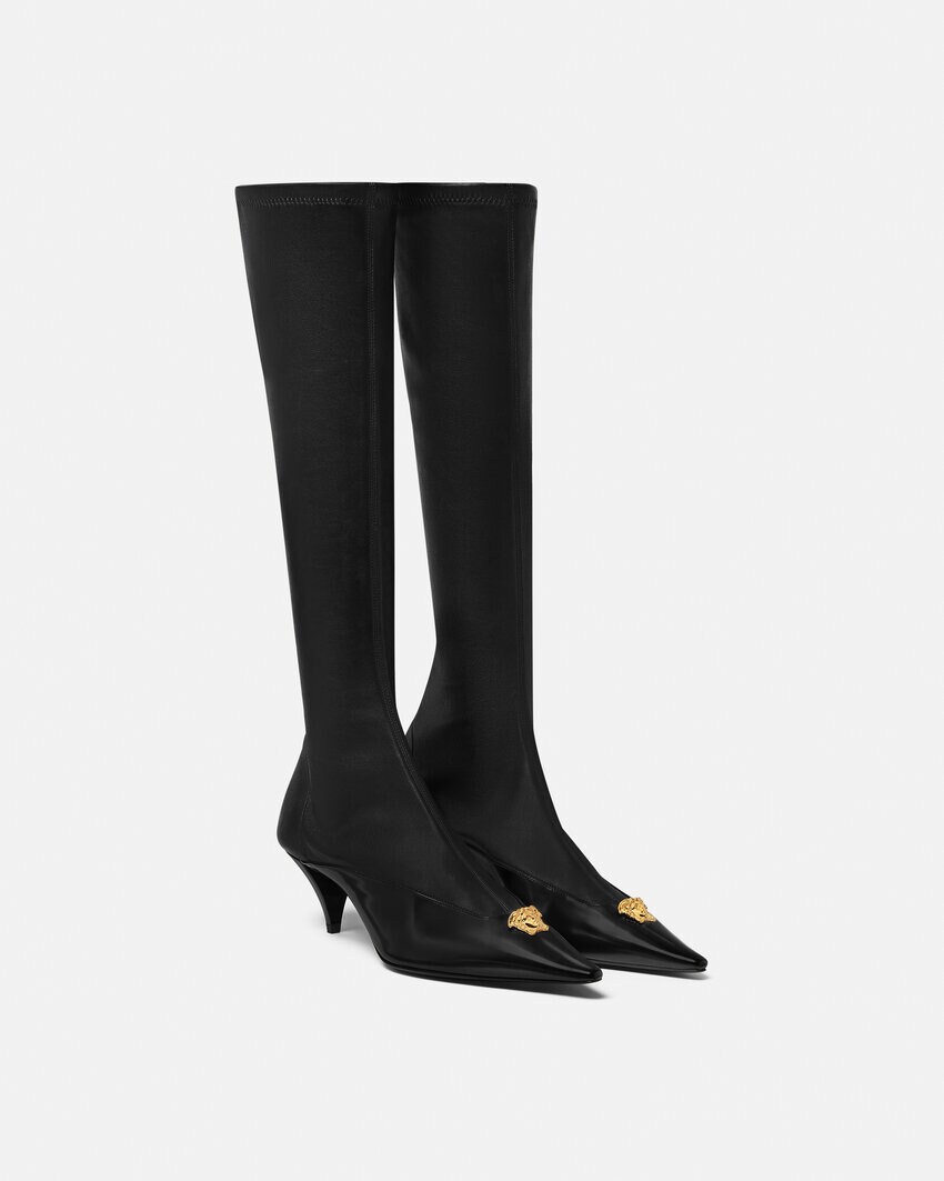 La Medusa Leather Boots 55 mm Black+Gold 2