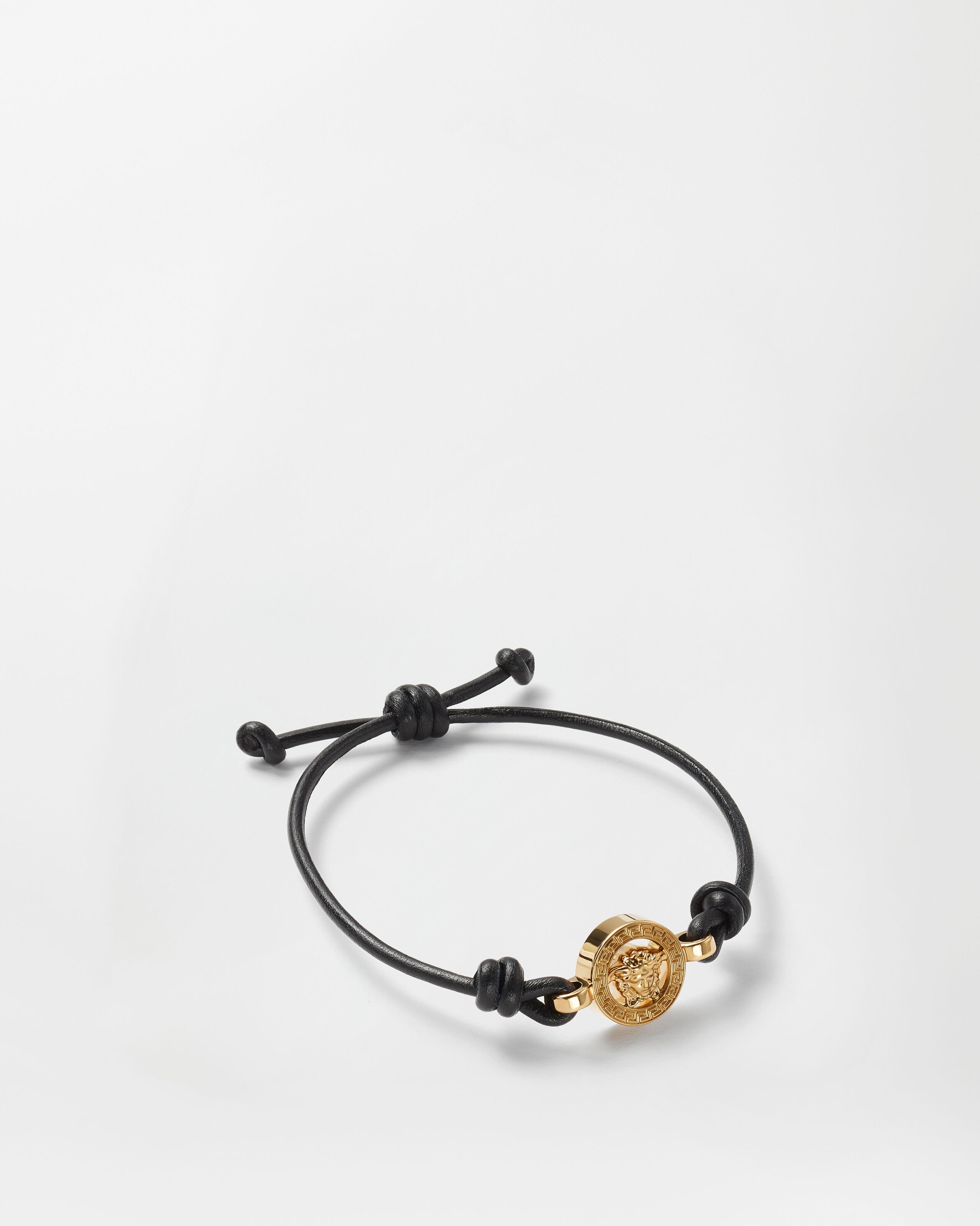 Medusa '95 Leather Bracelet Black,Gold | VERSACE US