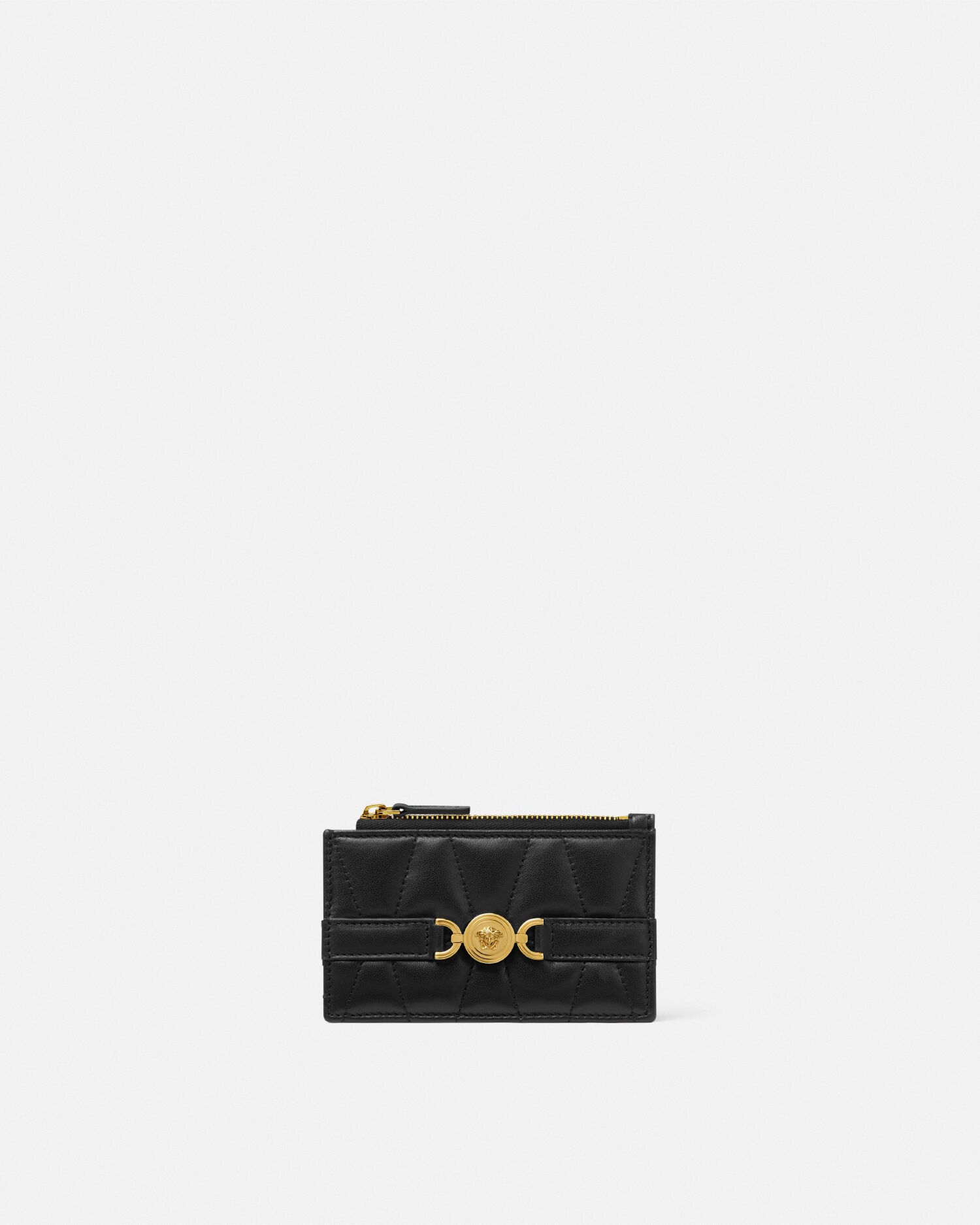 Medusa '95 Quilted Nappa Card Holder Black,Gold | VERSACE US
