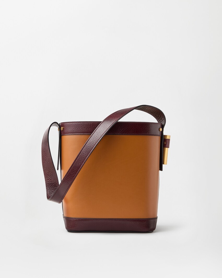 Pivot Small Leather Bucket Bag  Brown 5