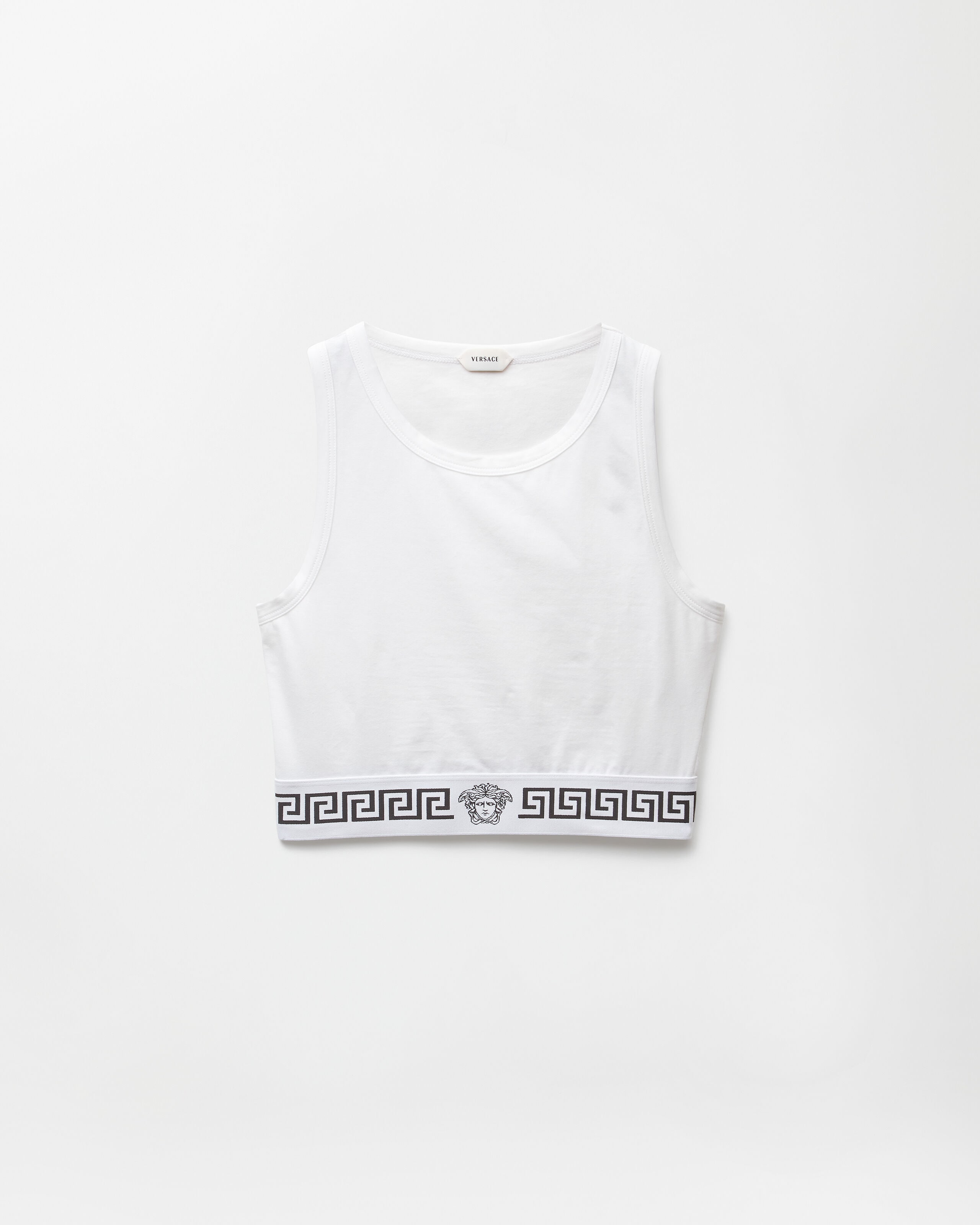 Cotton-Jersey Crop Top White | VERSACE US