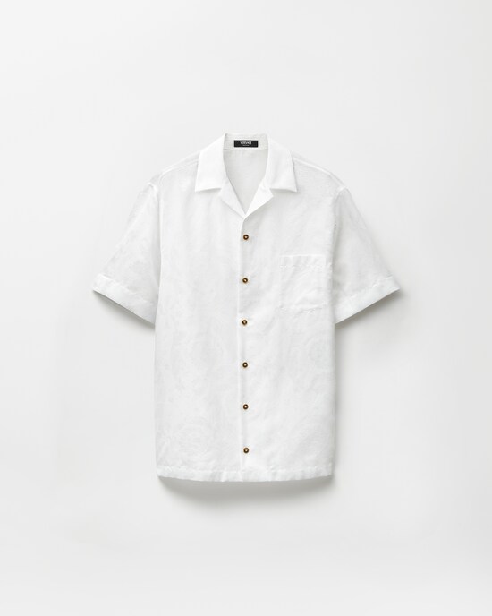 Versace Jacquard Silk-Blend Shirt White 1