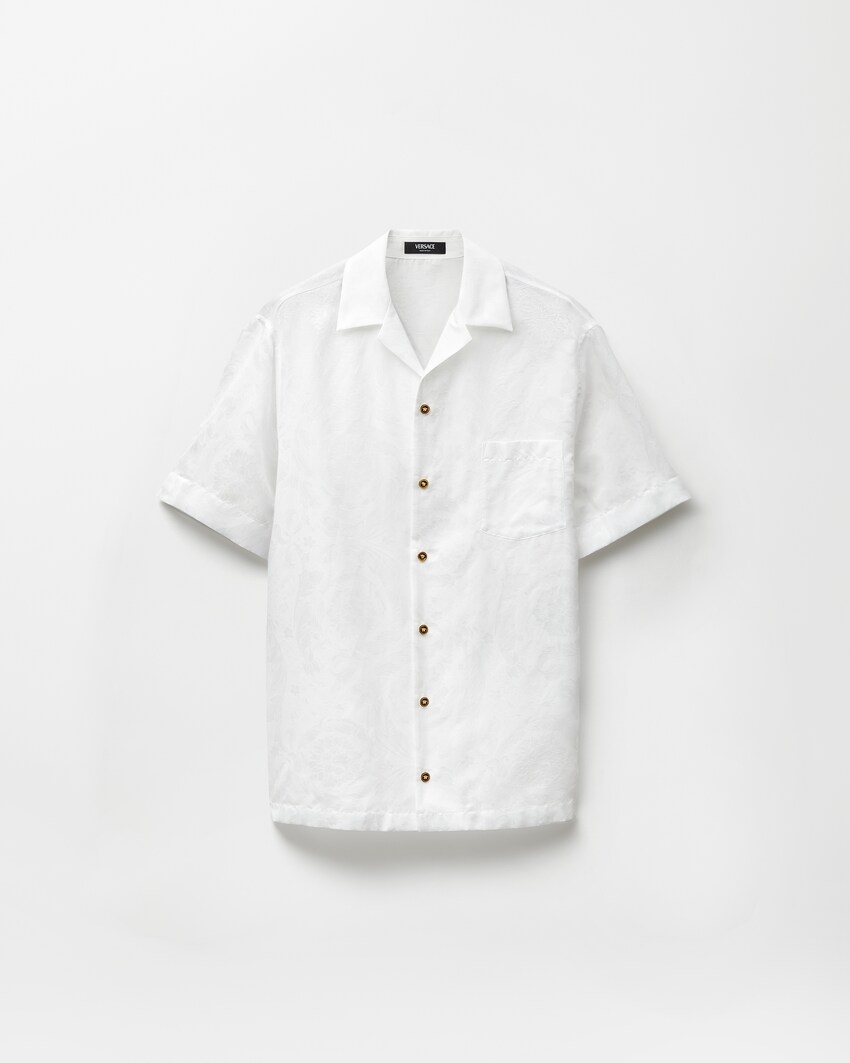 Versace Jacquard Silk-Blend Shirt White 1