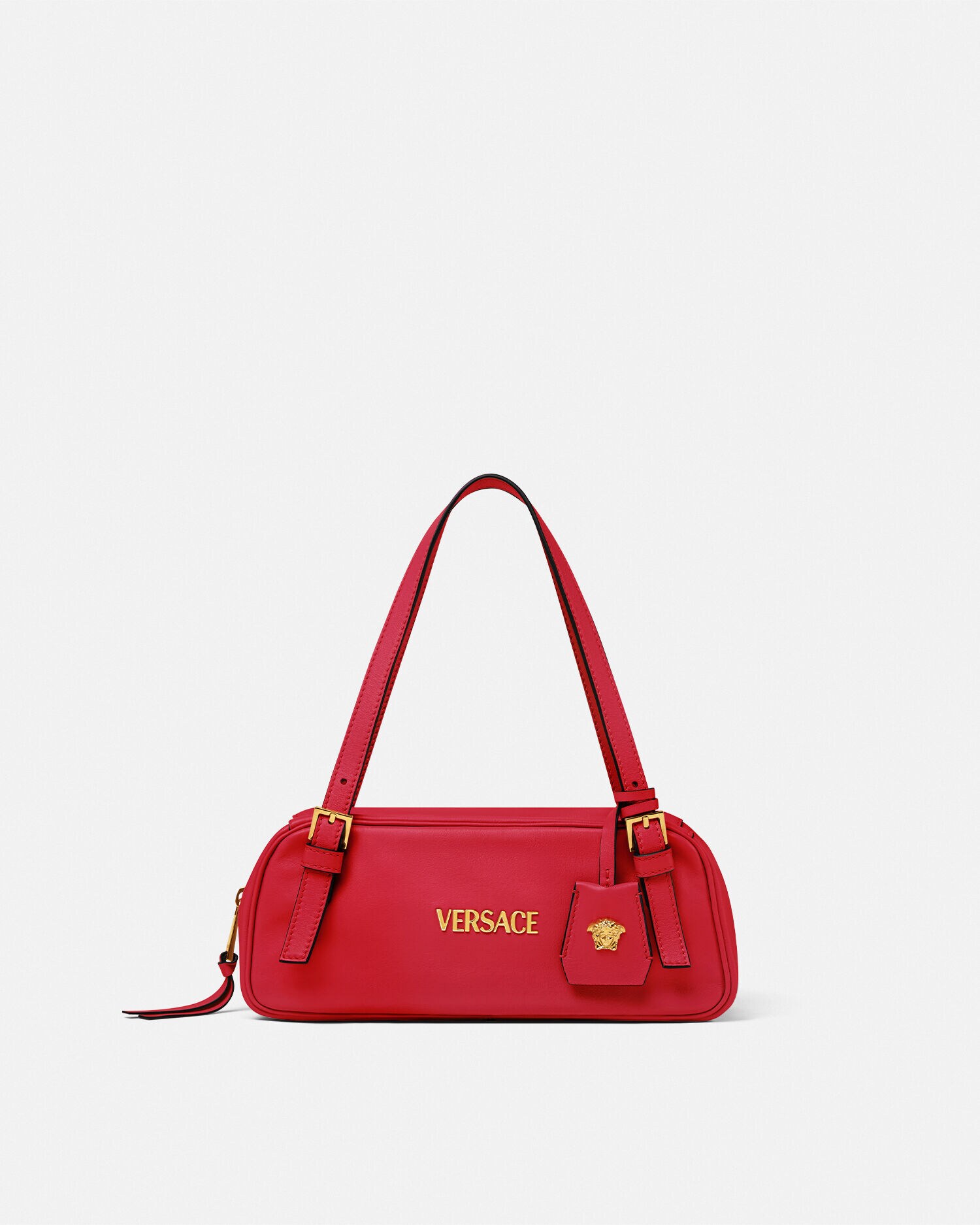 versace ボウリング ショルダー バッグ ヴェルサーチェ タグ Versace Tag Bowling Bag Black,Gold | VERSACE US