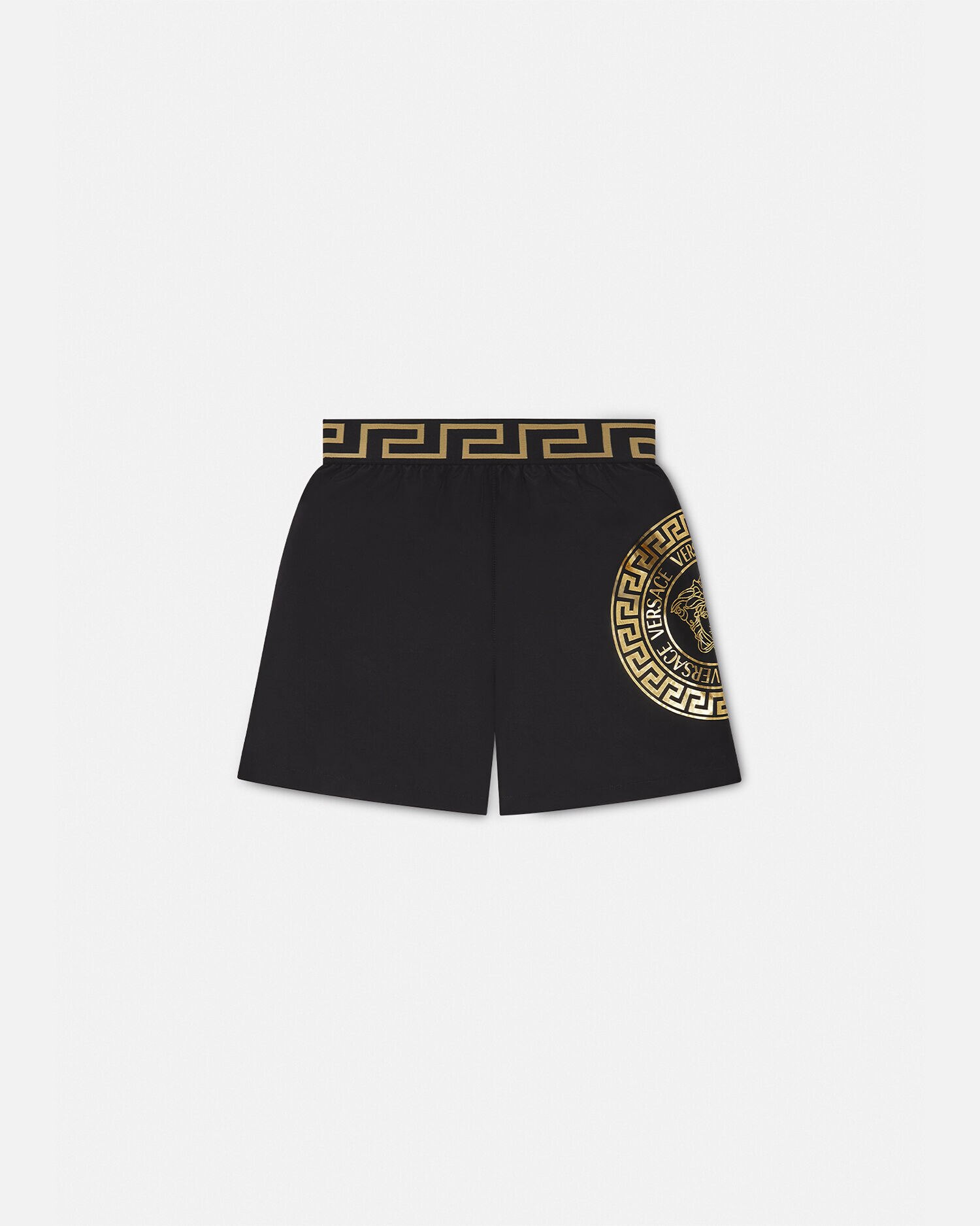 Greca Border Kids Swim Shorts Black Versace US