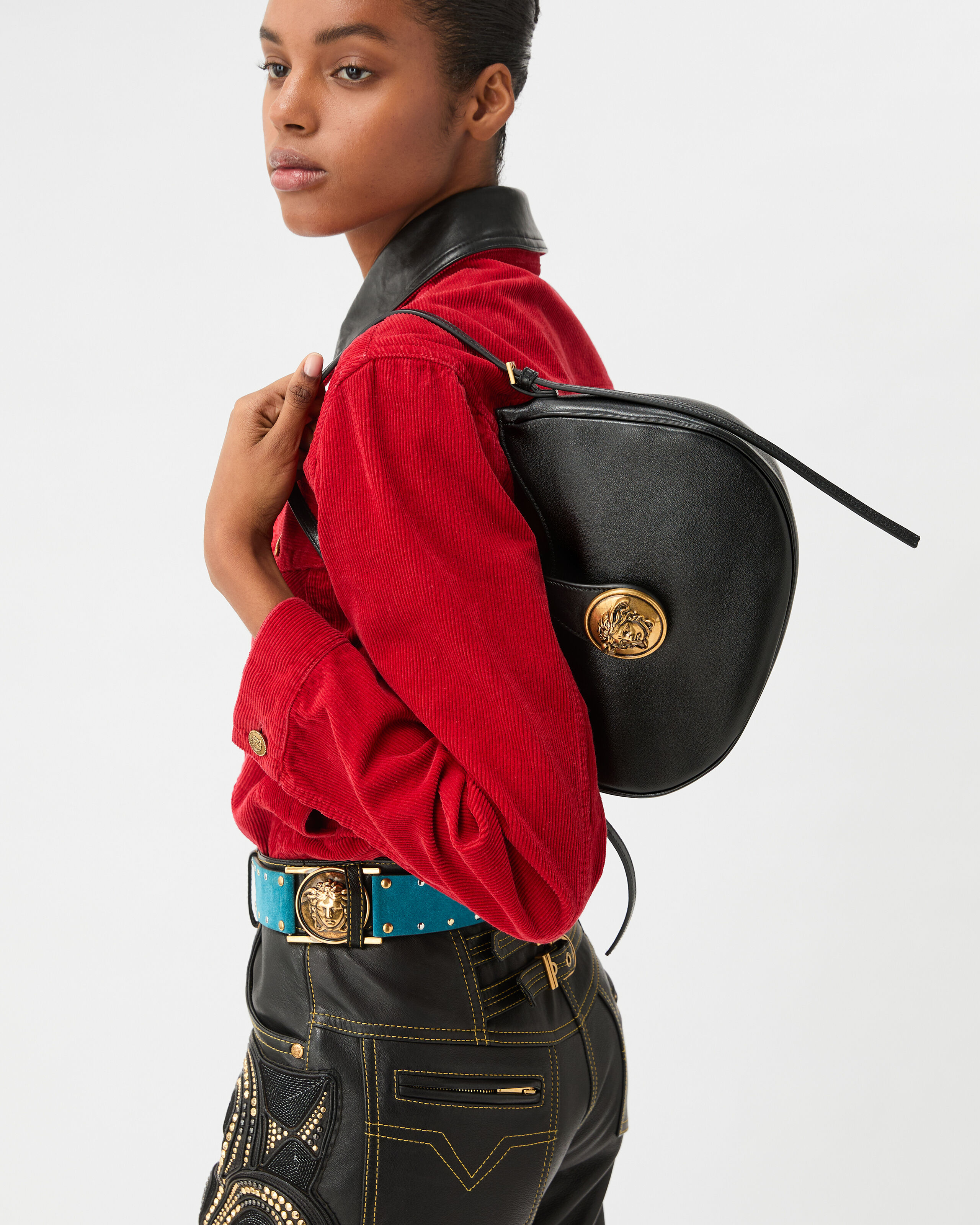 Emblème Nappa Hobo Bag | VERSACE US
