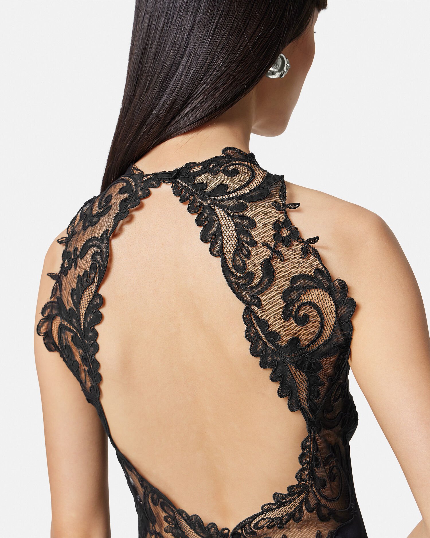 Lace halter online neck dress