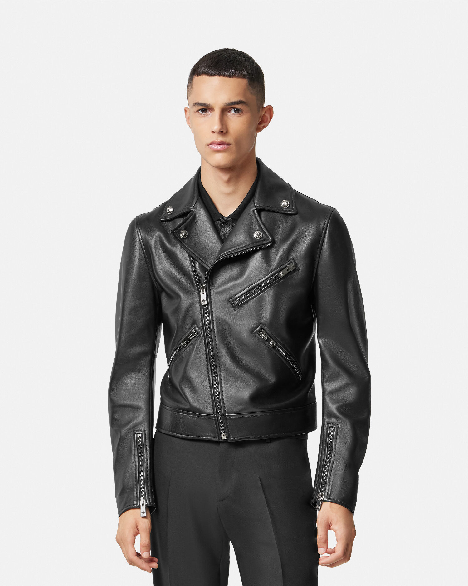 Nappa leather best sale biker jacket versace