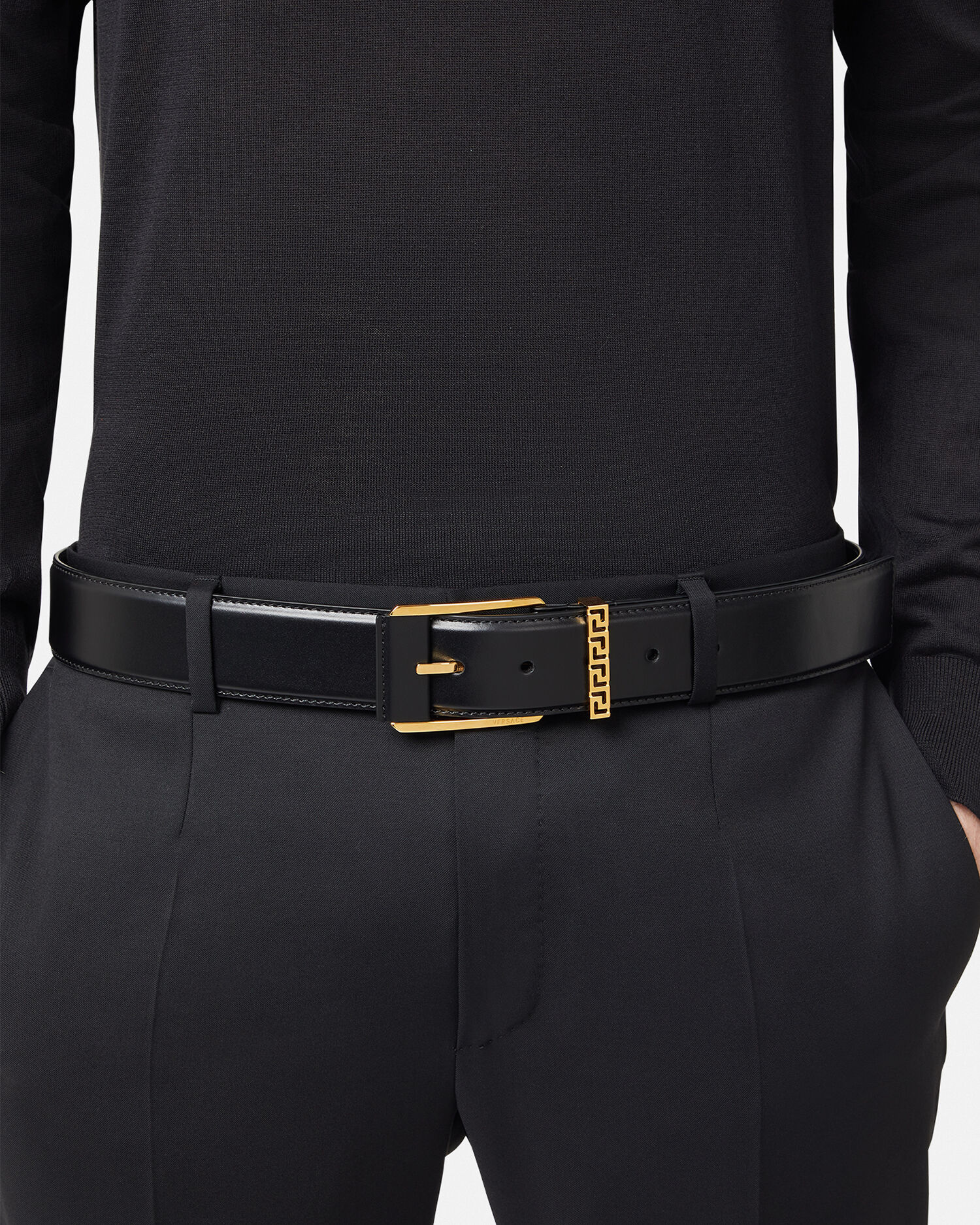 Greca Leather Belt 4 cm
