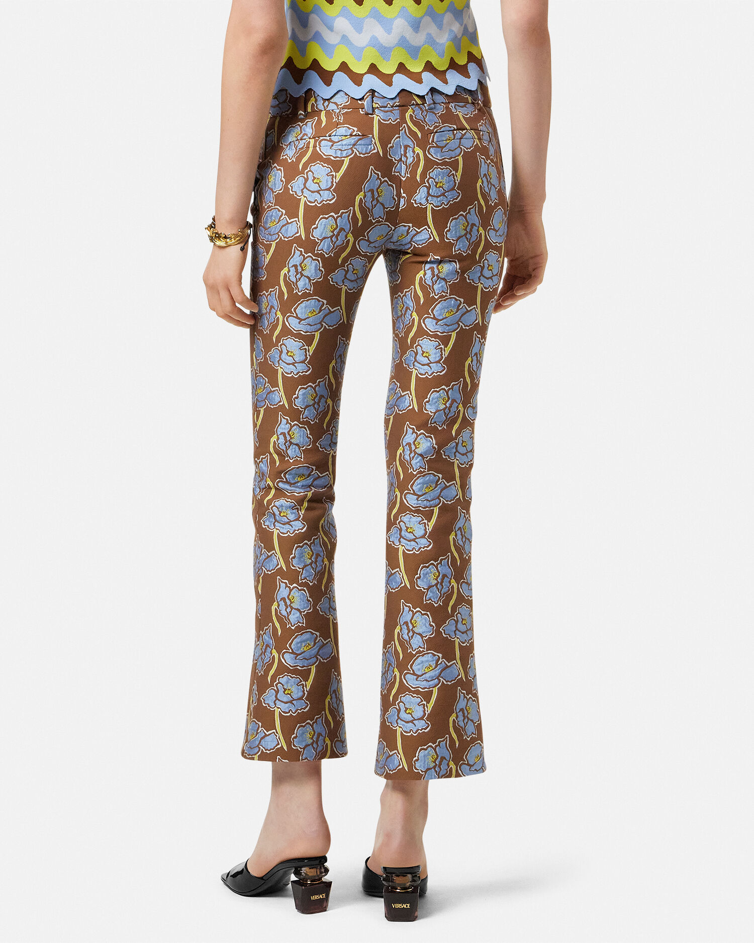 jacquard half flare pants (blue flower) – POPPY