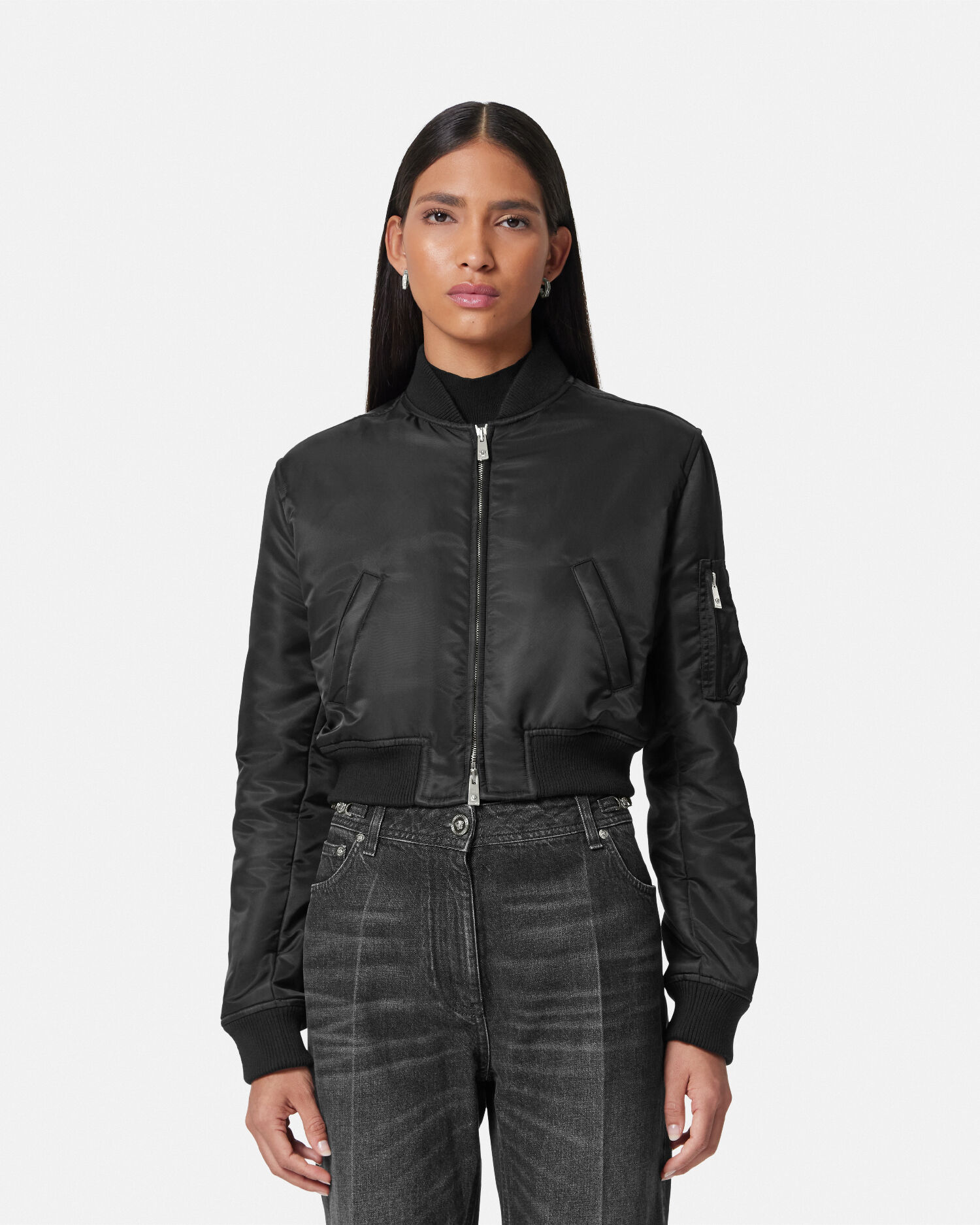 Cropped bomber top