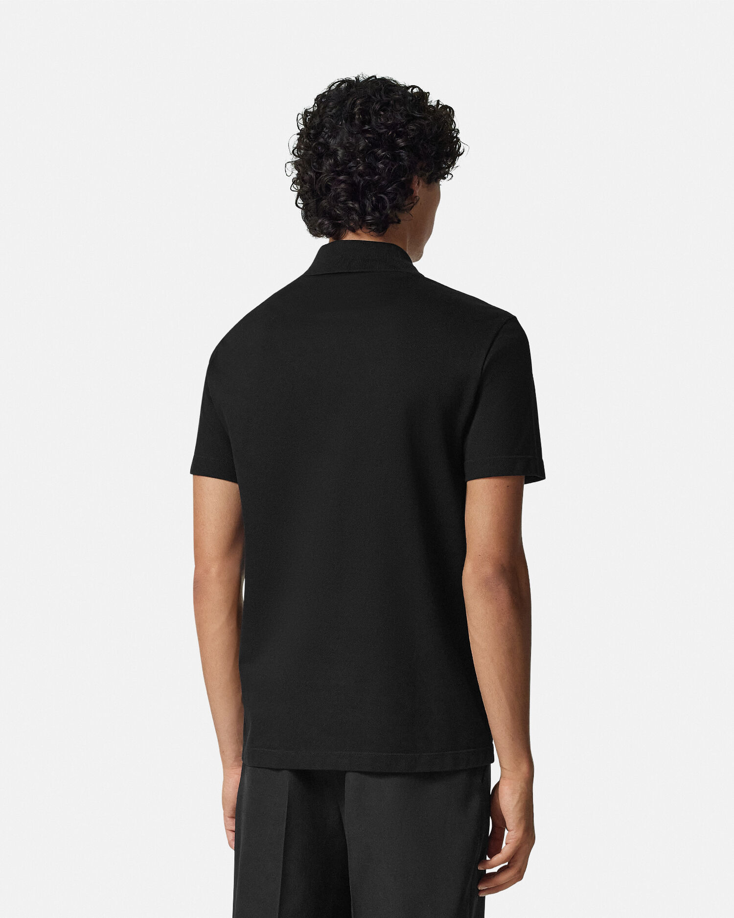 Embroidered Cotton-Piqué Half-Zip Polo | VERSACE