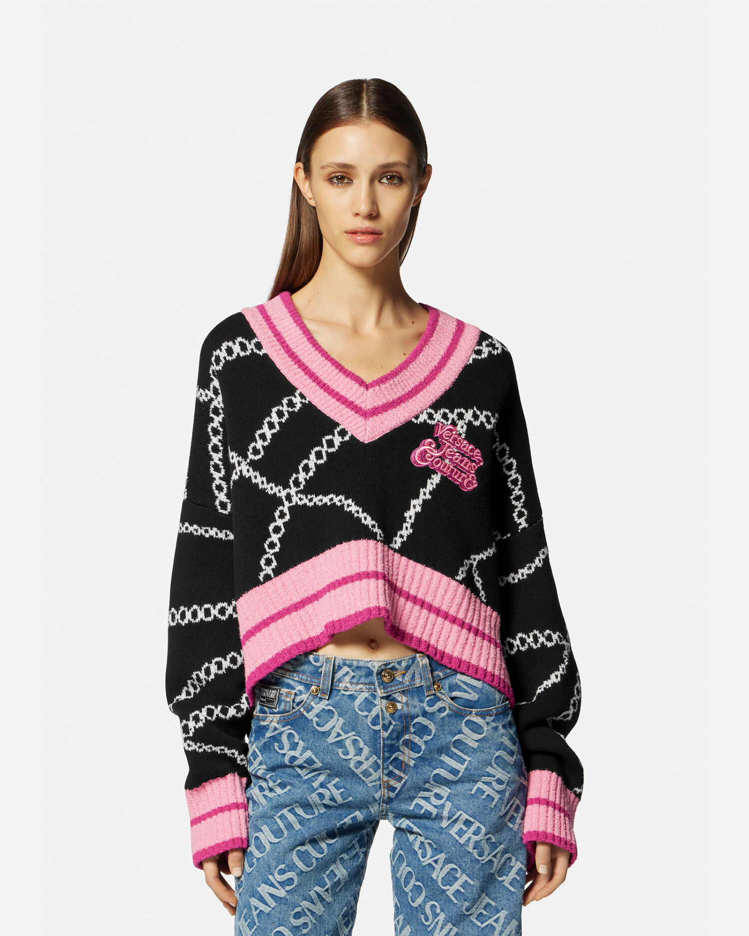 Versace Necklace Crop Sweater VERSACE