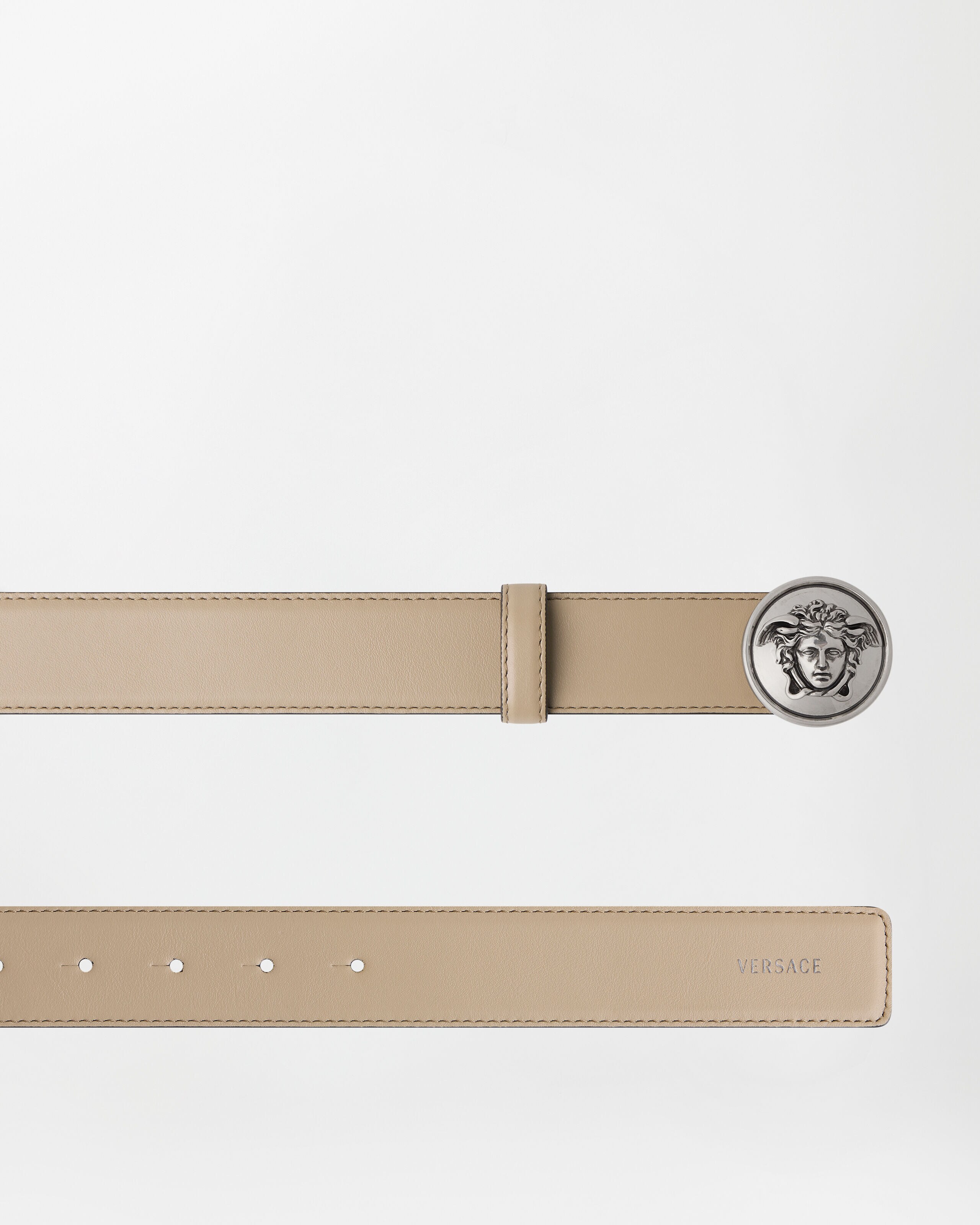 Leather Belt 3.5 cm Beige | VERSACE US