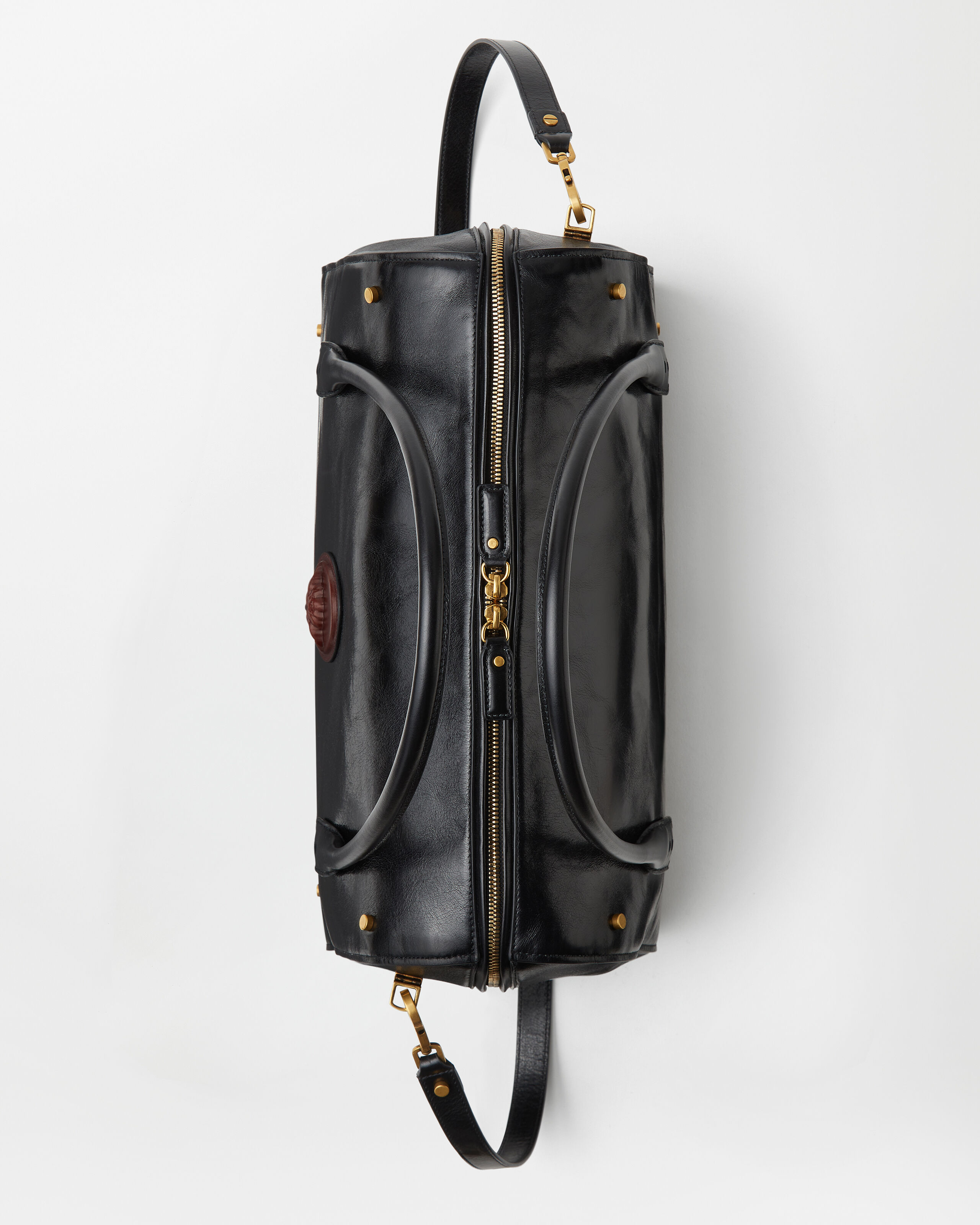Roomy Large Leather Duffel Bag Black,Brown | VERSACE US
