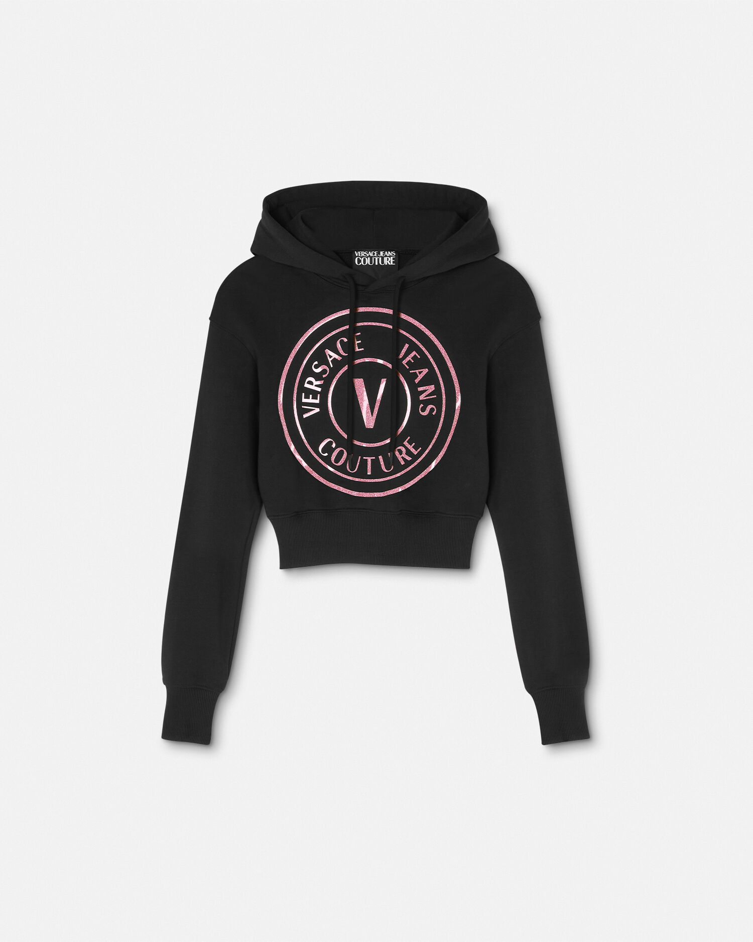 V Emblem Crop Hoodie