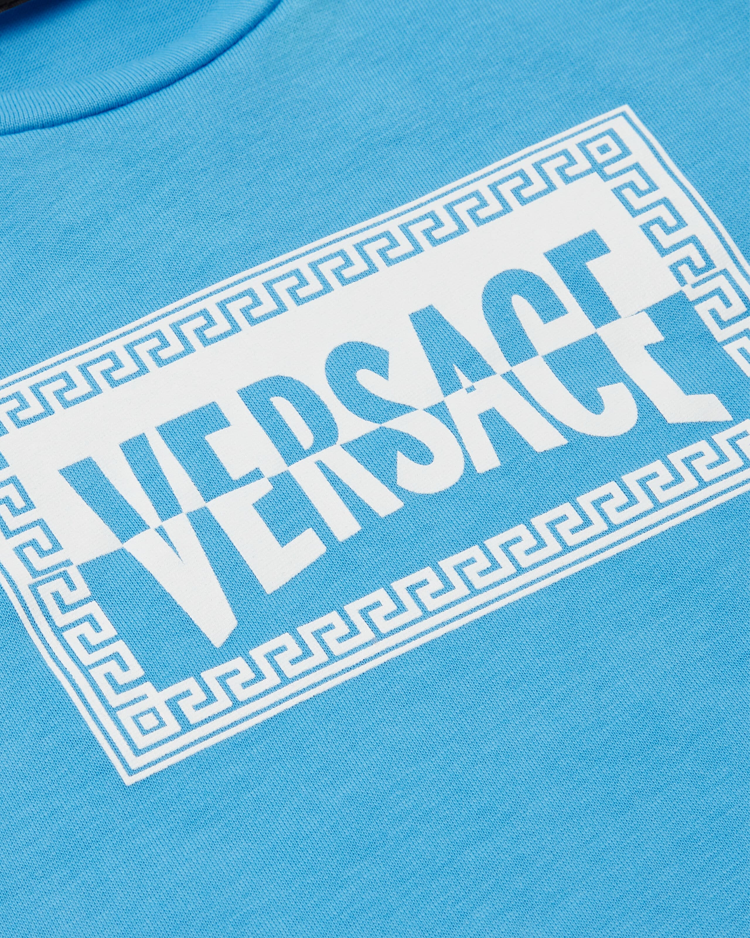 Kids Printed Cotton-Jersey T-Shirt Blue | VERSACE US
