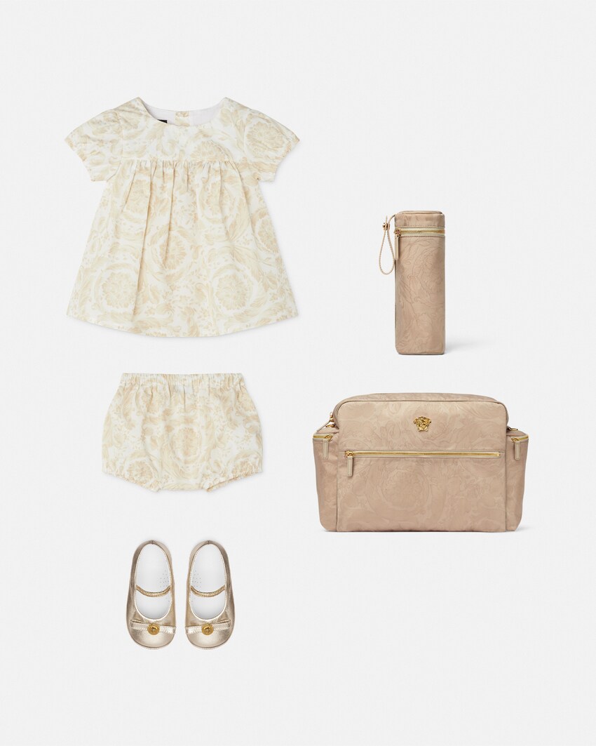 Versace Baby Printed Cotton-Poplin Dress Set Beige+Print 2