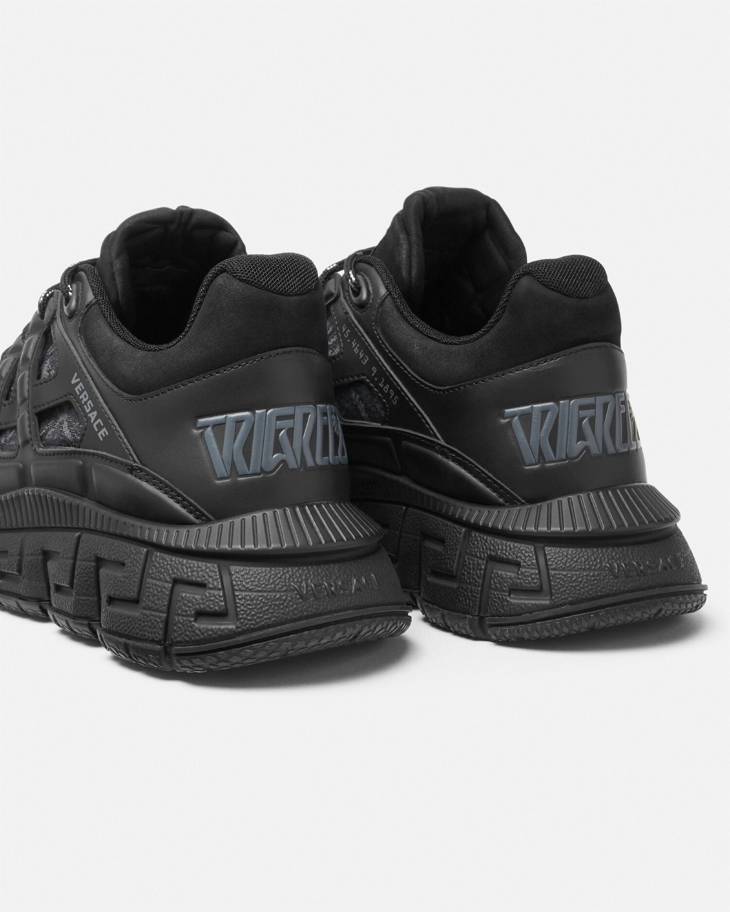 VERSACE ブラック スニーカー Trigreca Jacquard Leather Sneakers Black | VERSACE US