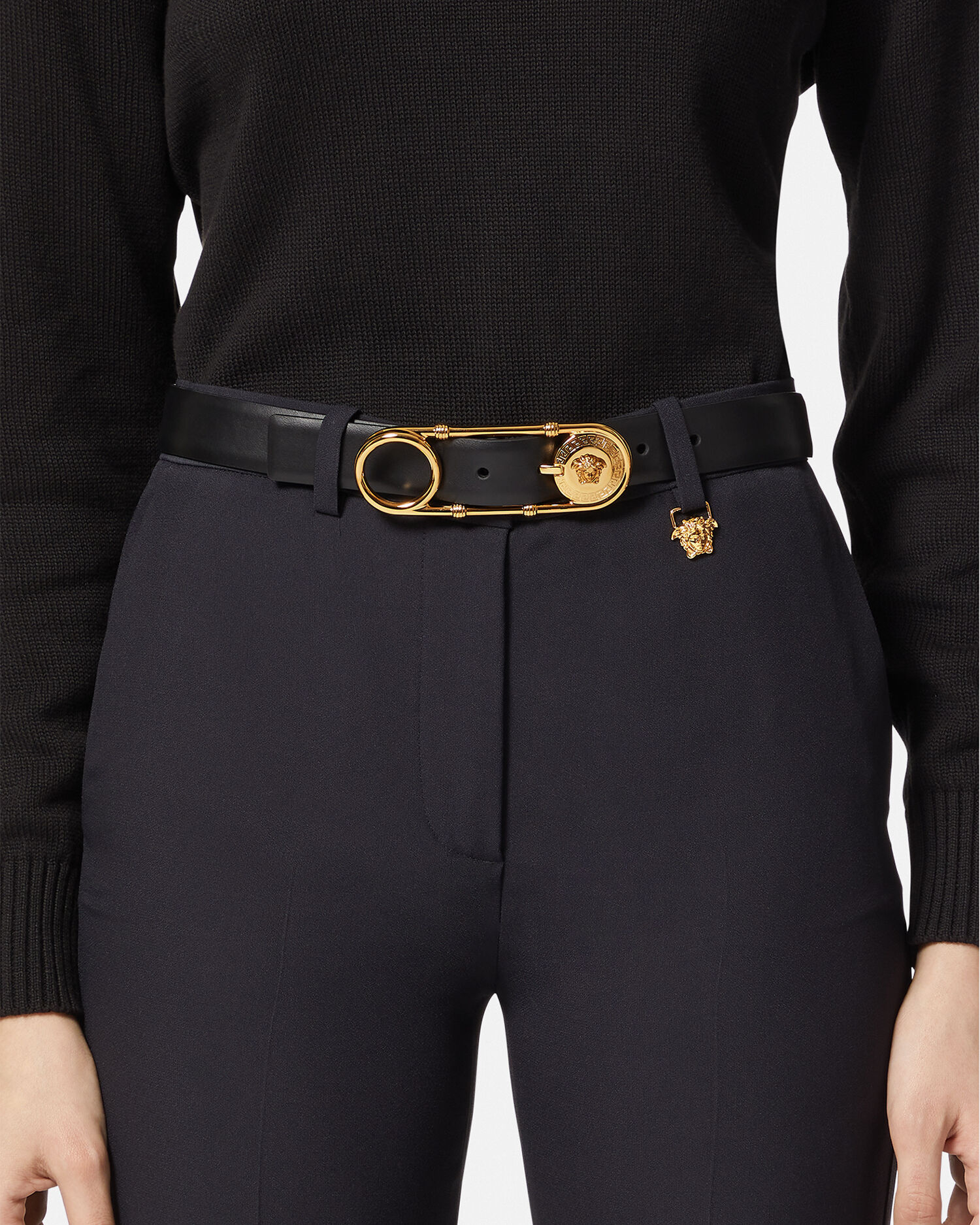 加圧ベルト  金メダル Safety Pin Leather Belt 1.2