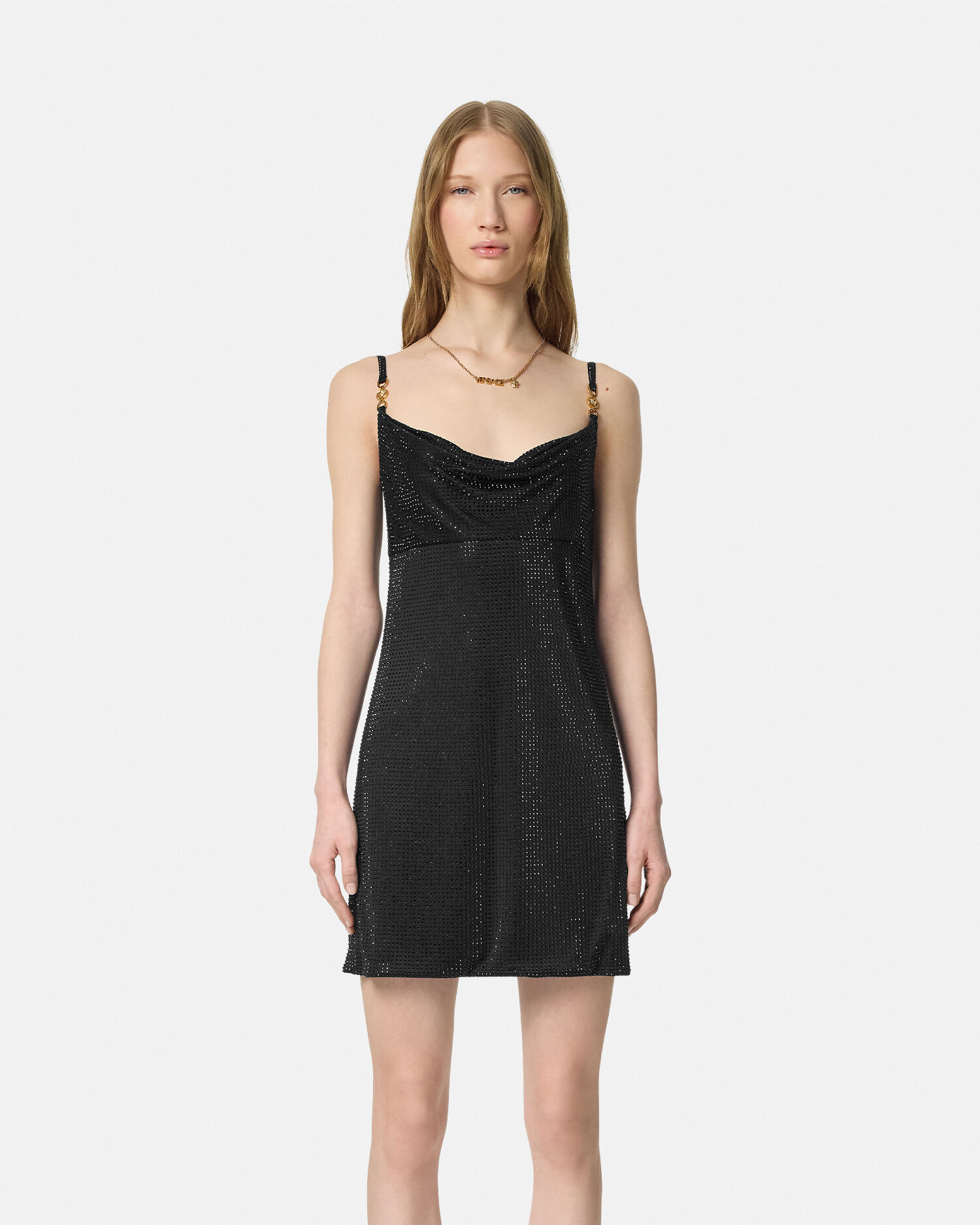 Crystal Mini Dress Black VERSACE