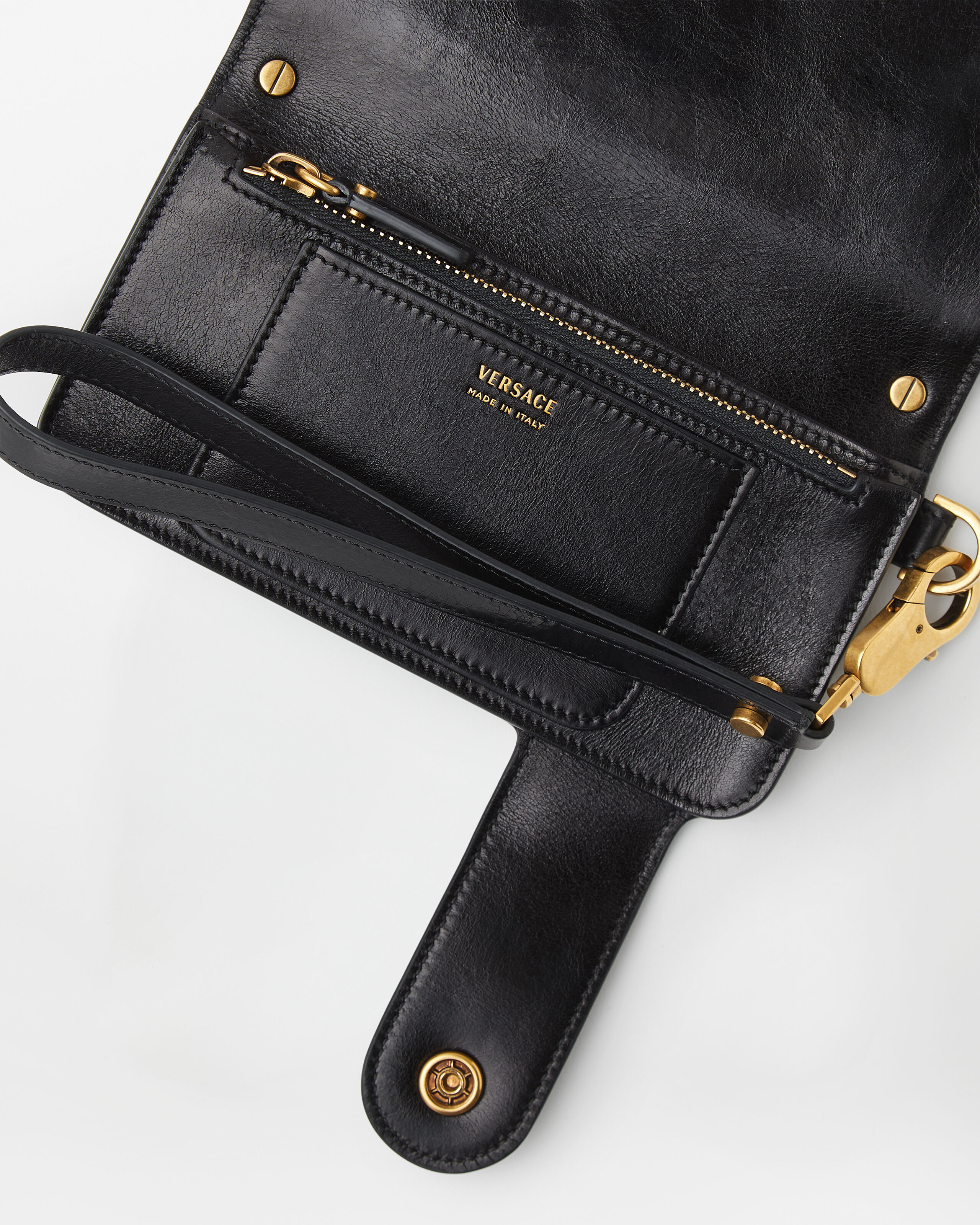 Emblème Long Leather Wallet Black | VERSACE US