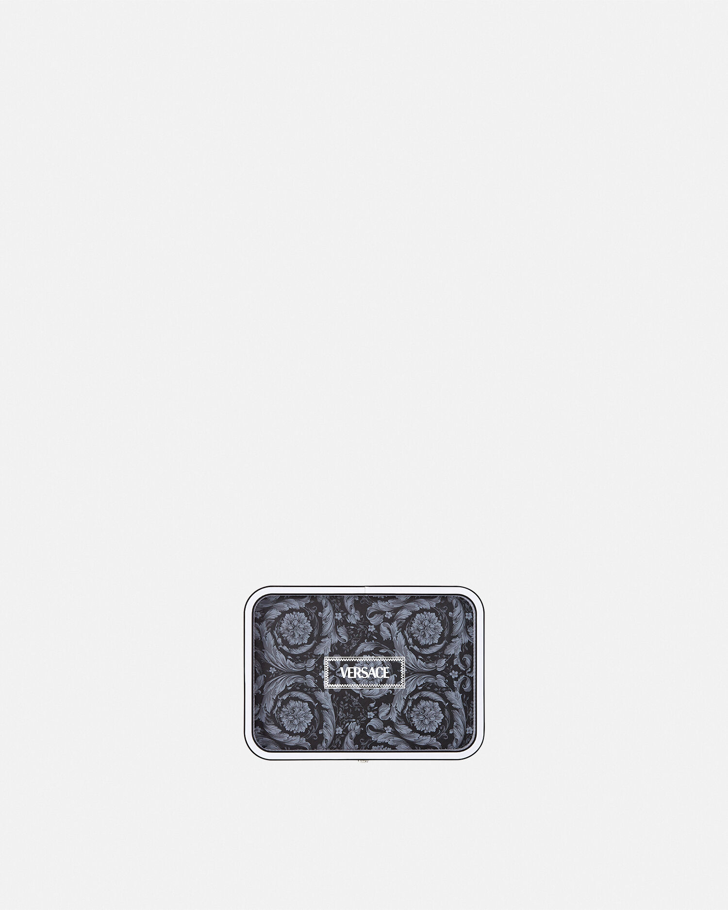 Barocco Leather Tray Gray | VERSACE US