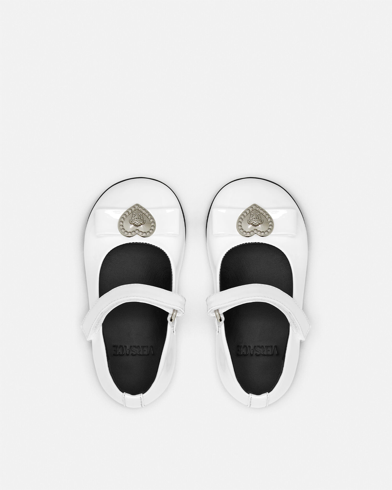 Ribbon Heart Medusa Baby Ballerinas White Versace US
