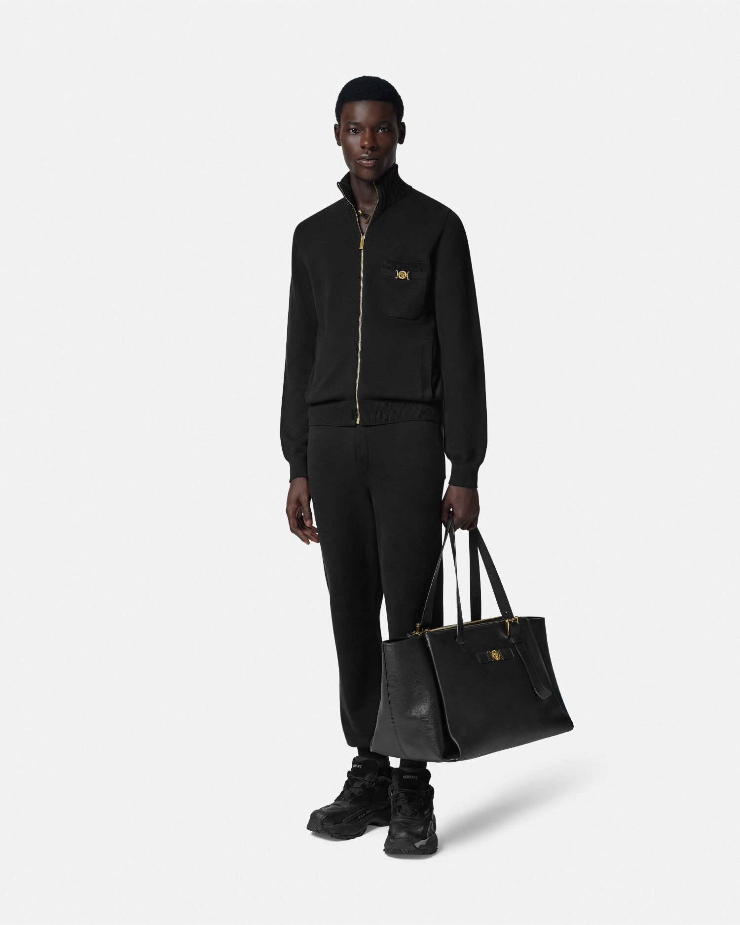 正規代理店 Sweater Zip Knit Cashmere-Blend | US VERSACE ジャケット・アウター