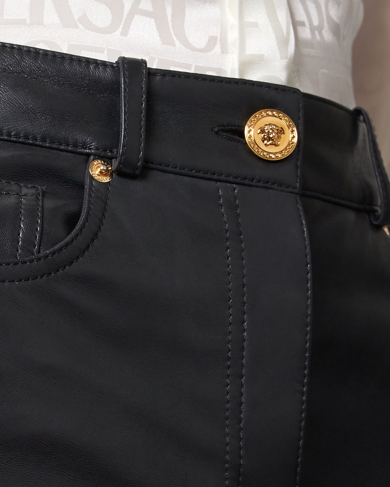 Versace leather new arrivals trousers